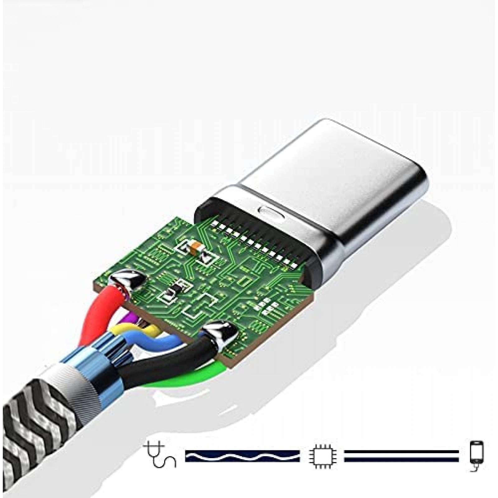 Cable USB C a doble USB C hembra HLDInie -Blanco/negro