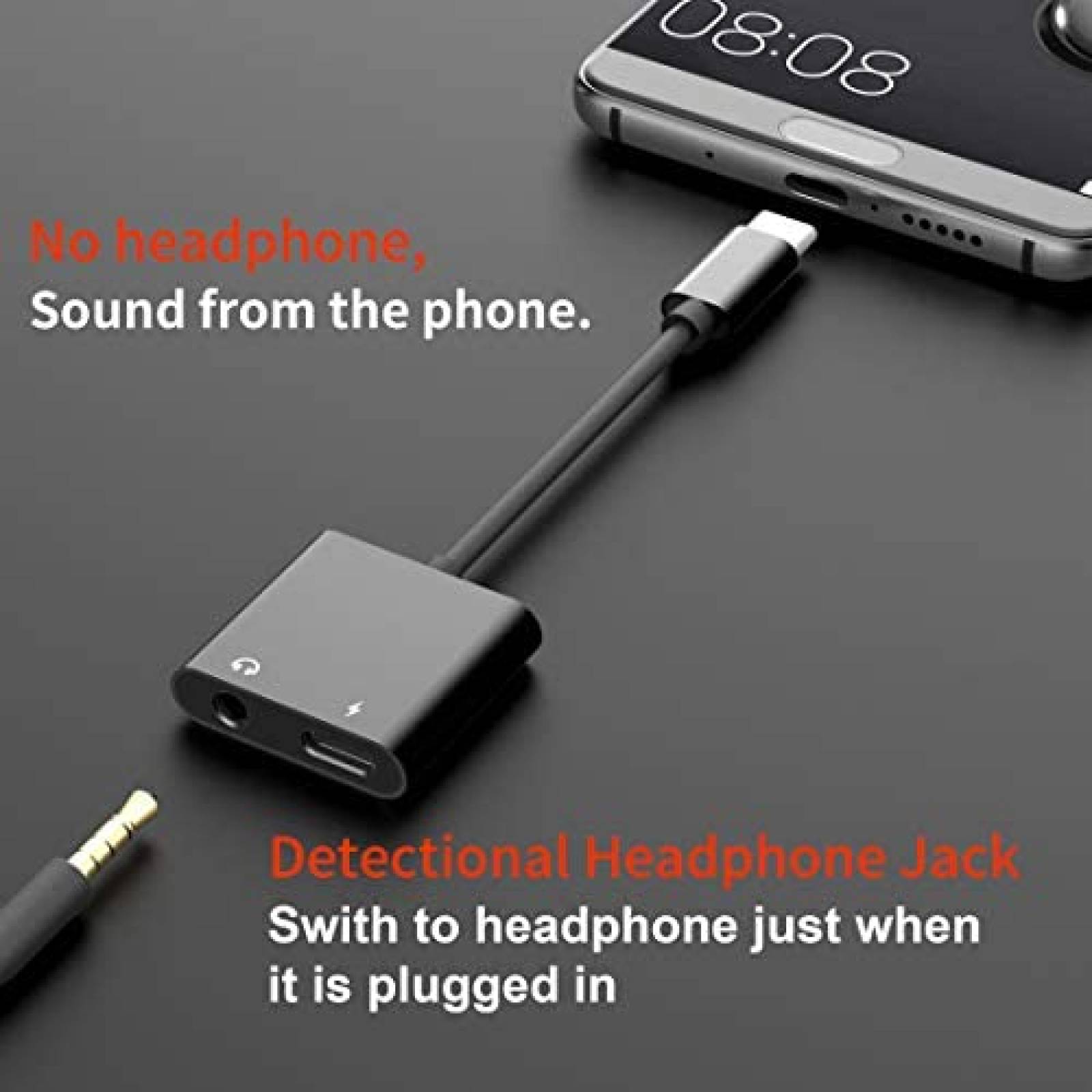 Adaptador Ivoros USB-C a 3.5mm para Audifonos -Negro