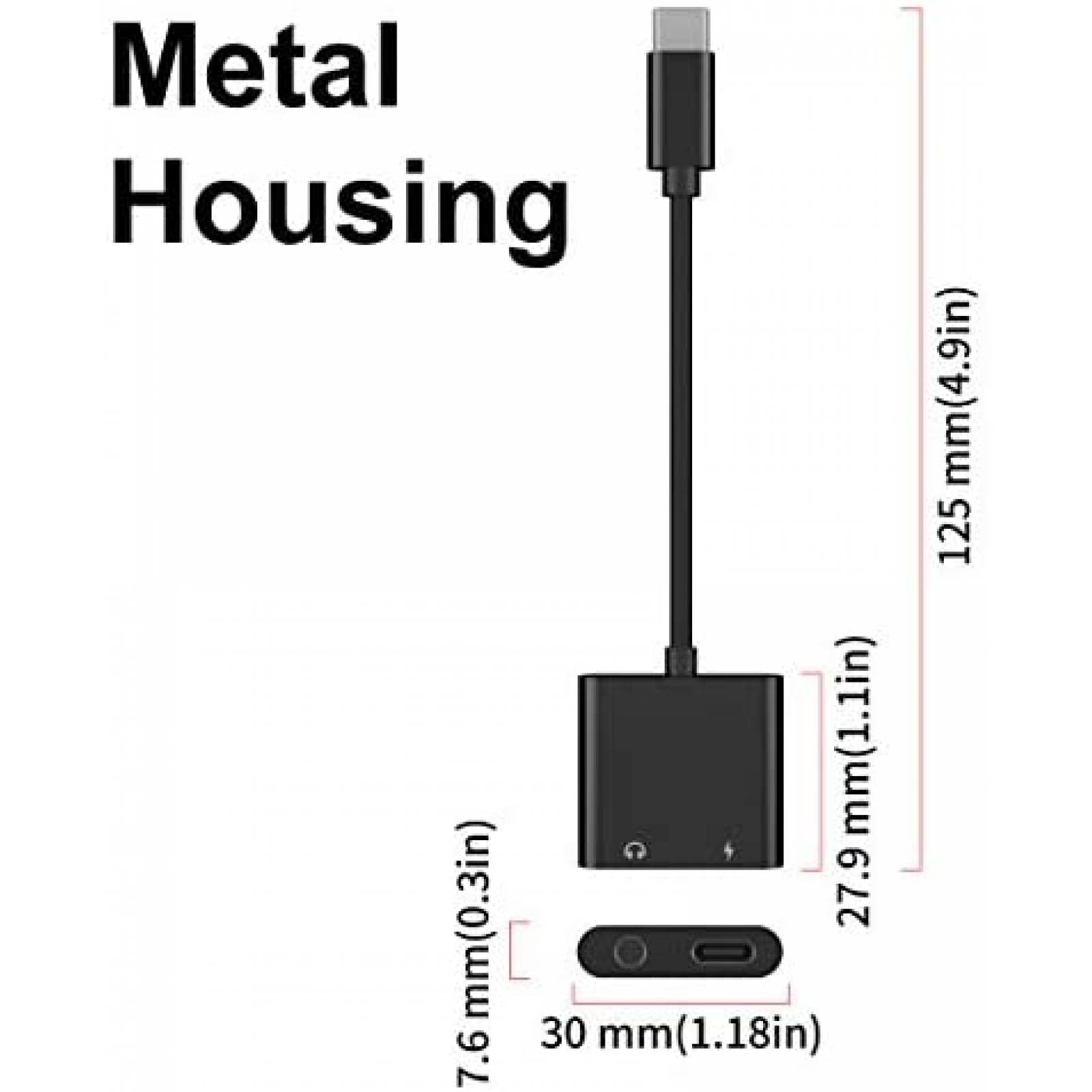 Adaptador Ivoros USB-C a 3.5mm para Audifonos -Negro