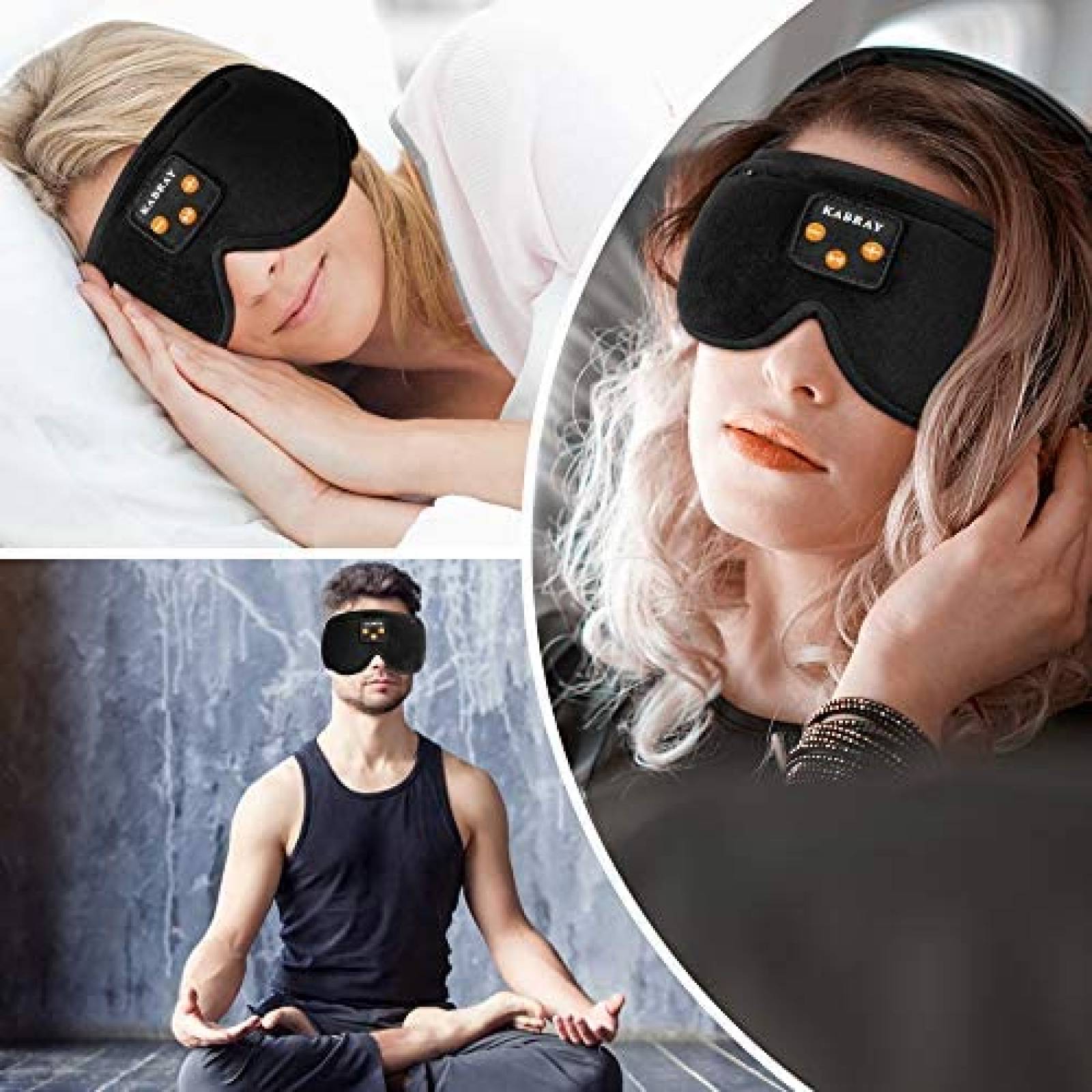Antifaz para Dormir Kabray con Audifonos Bluetooth -Negro