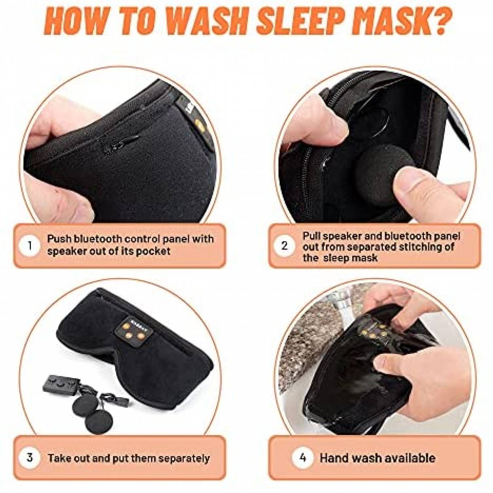 Antifaz para Dormir Kabray con Audifonos Bluetooth -Negro