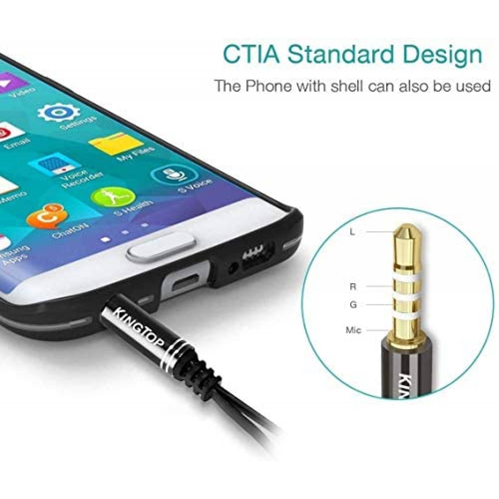 Cable KINGTOP Adaptador de Audio 3.5mm Para PS4 -Negro