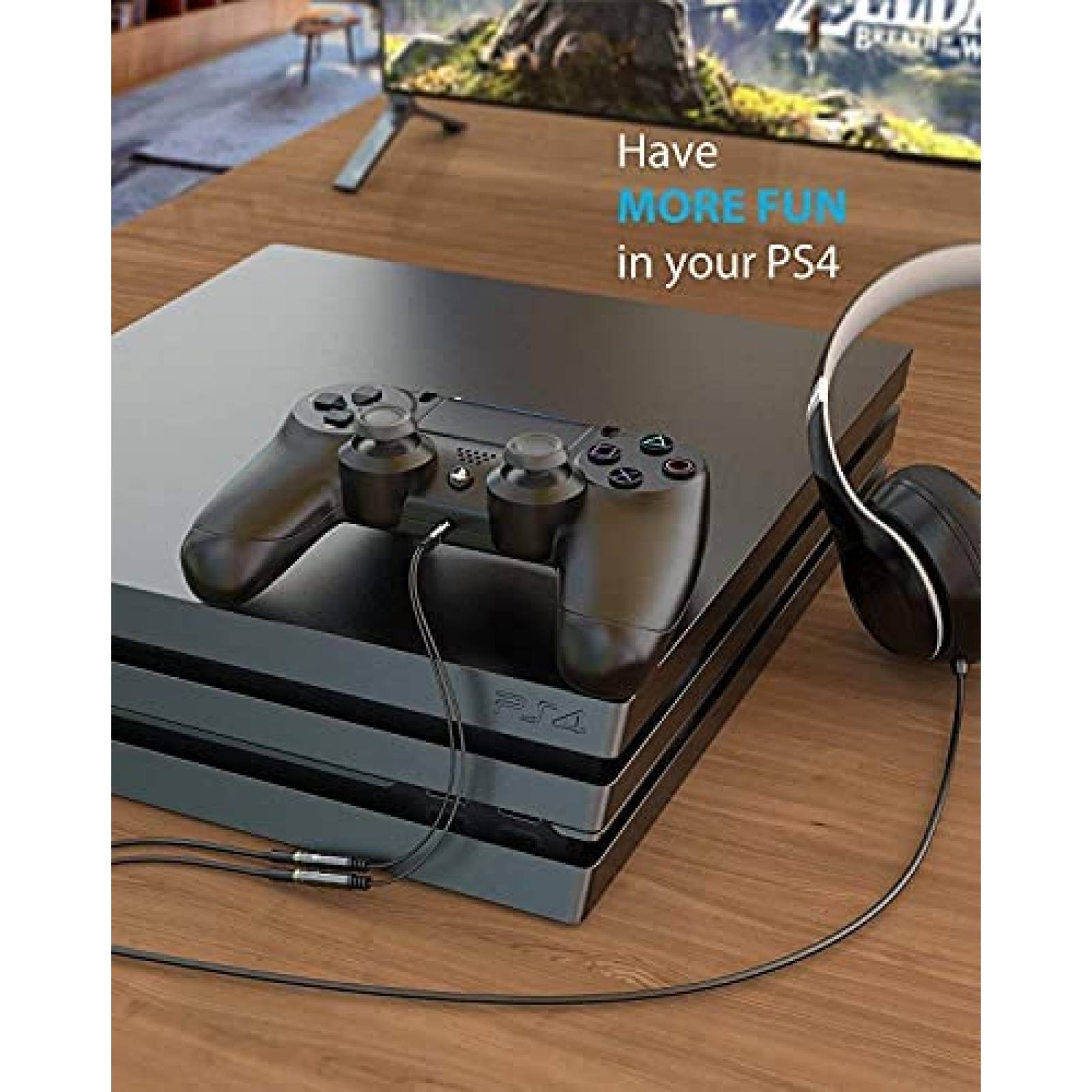 Cable KINGTOP Adaptador de Audio 3.5mm Para PS4 -Negro