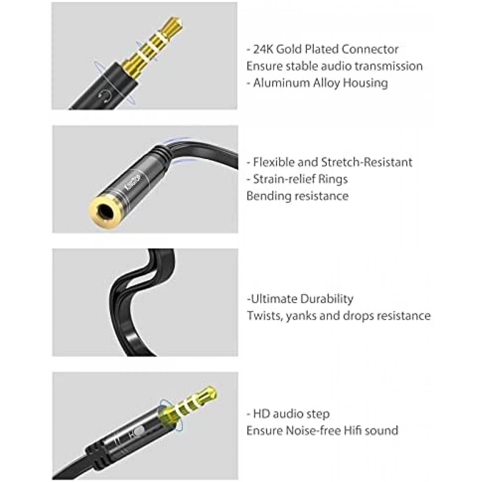 Cable KINGTOP Adaptador de Audio 3.5mm Para PS4 -Negro