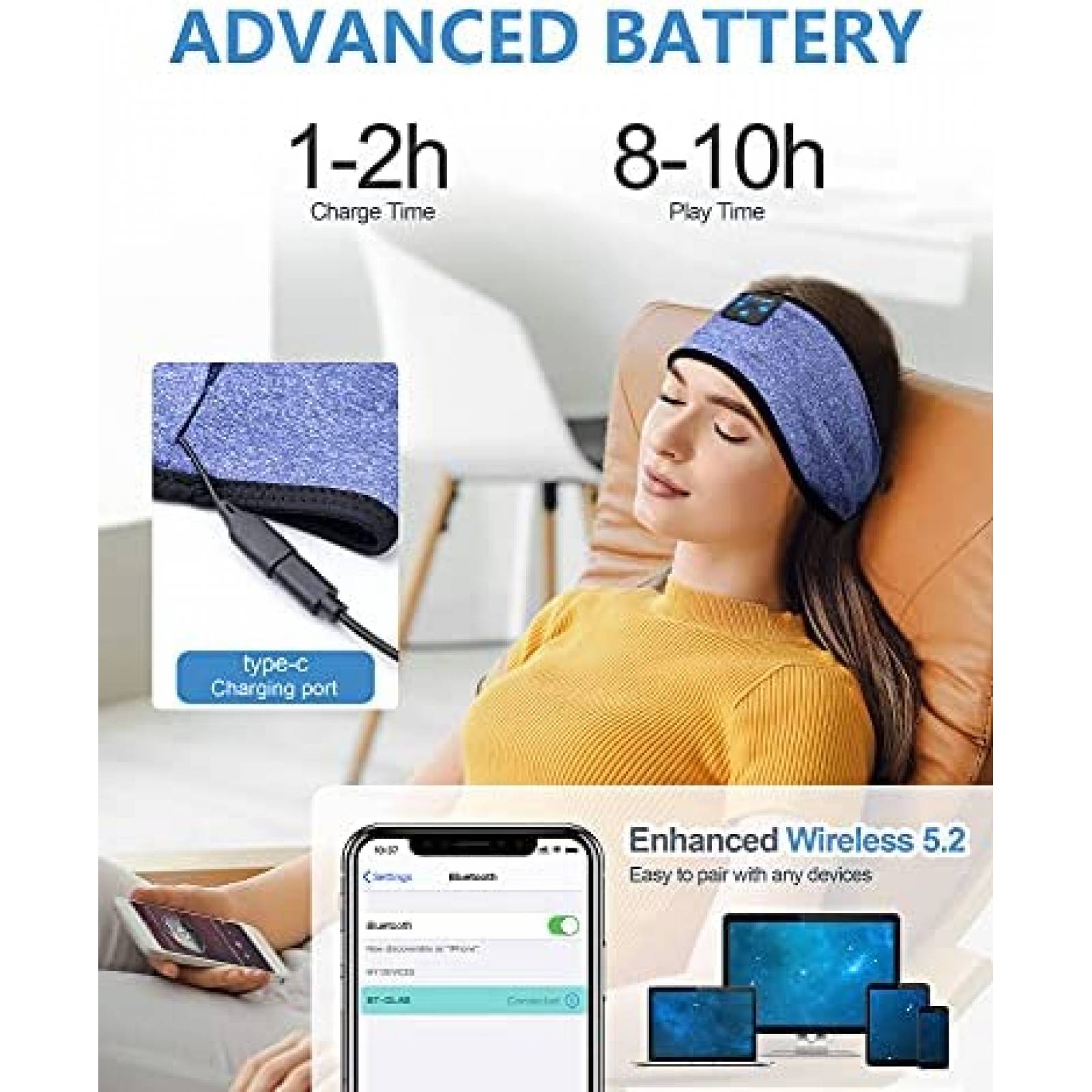 Diadema de auriculares Lavince Bluetooth deportivo -Azul