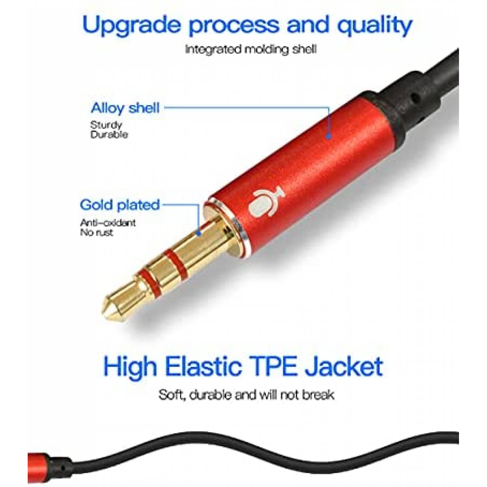 Divisor auriculares Maicailu 3.5mm hembra a macho dual -Rojo