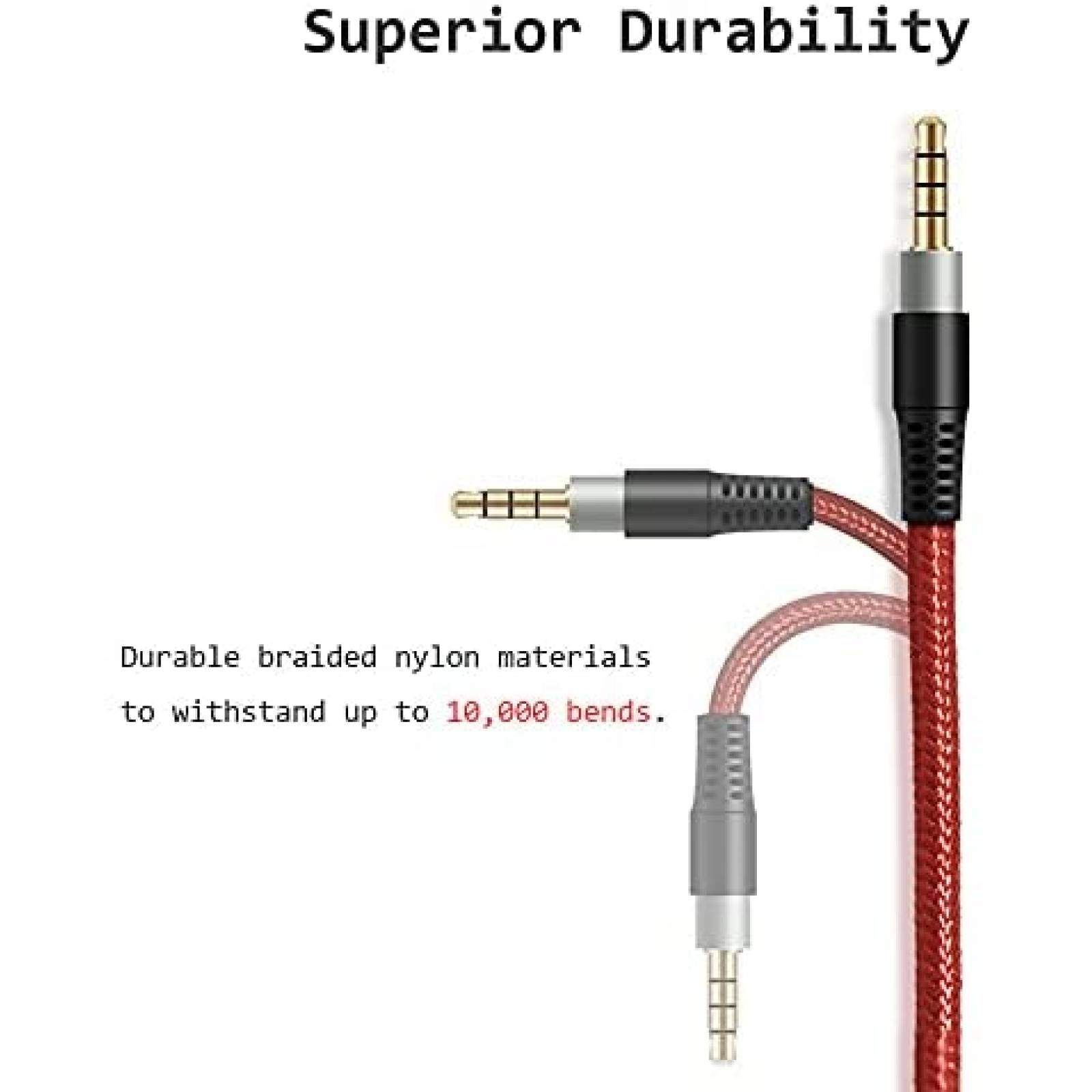 Cable de Audio MJKOR para Audifonos HyperX Cloud Mix -Rojo