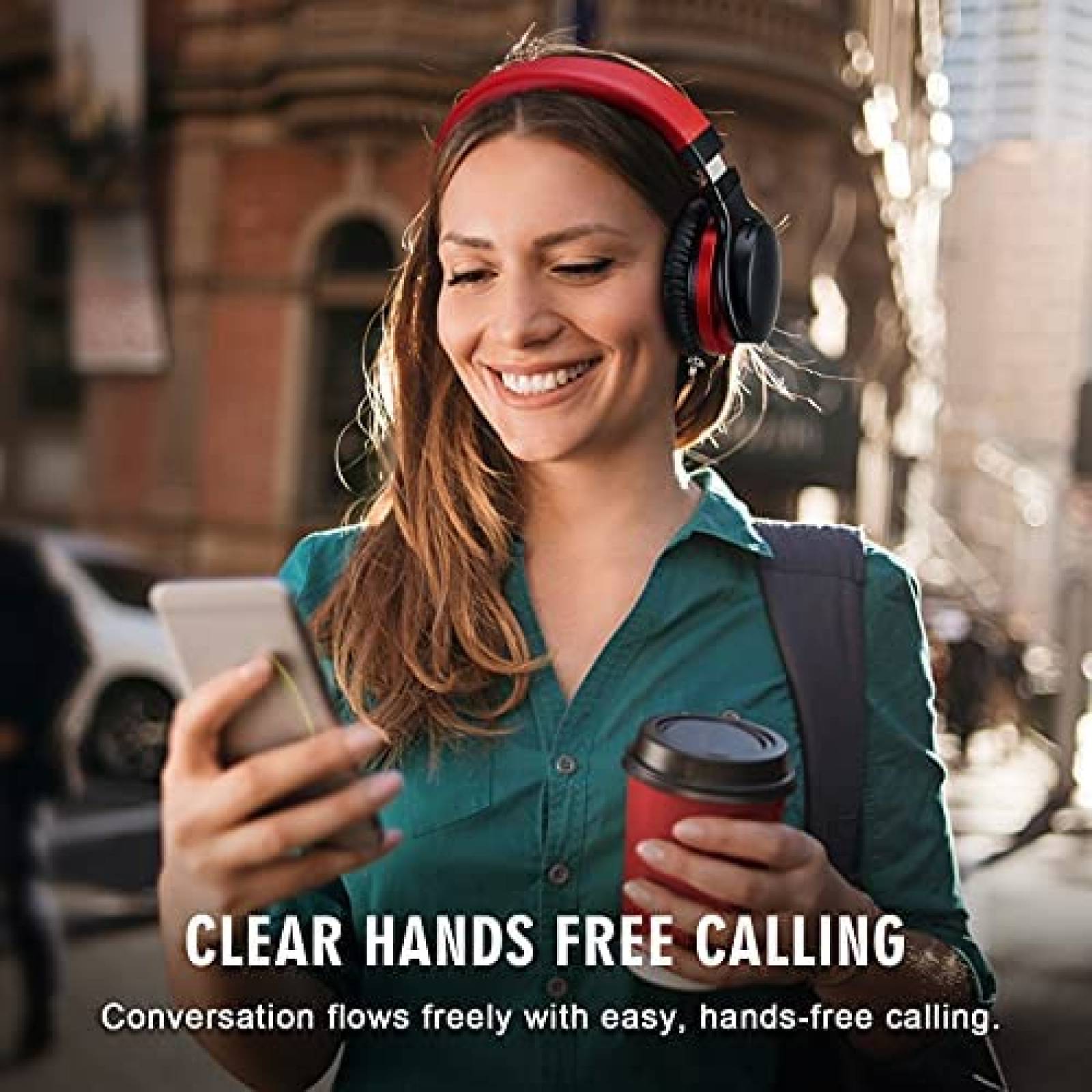 Audifonos Bluetooth MOVSSOU E7 de 30H de Carga -Rojo/Negro