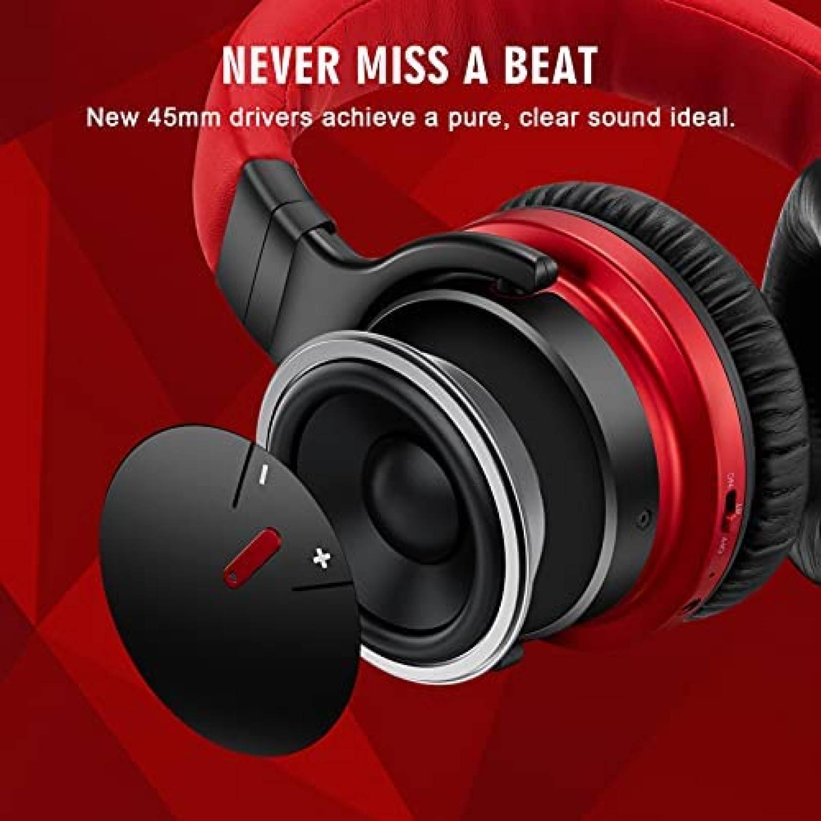 Audifonos Bluetooth MOVSSOU E7 de 30H de Carga -Rojo/Negro