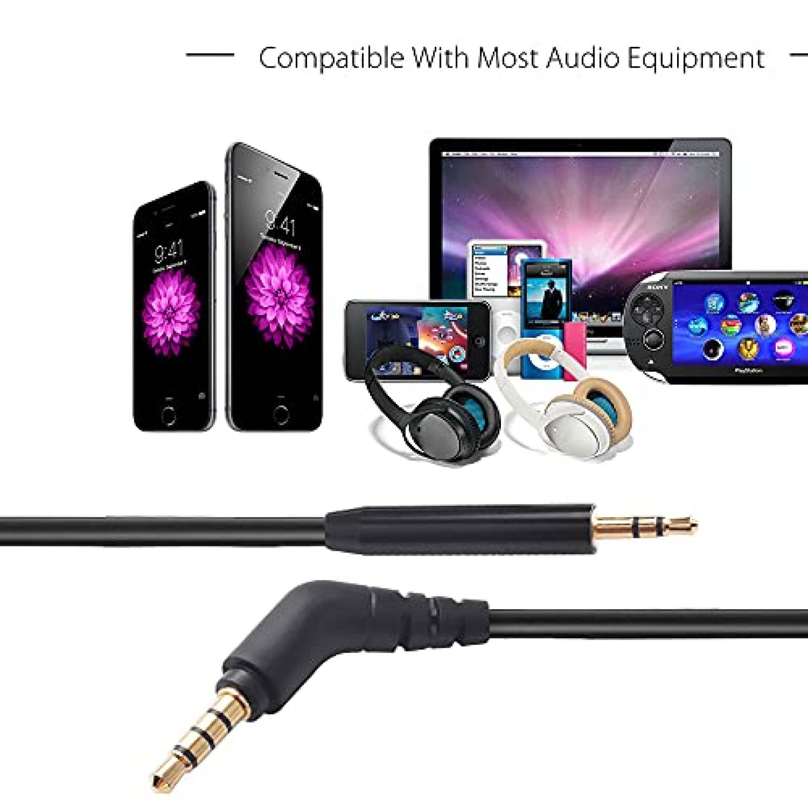 Cable de Audio Muigiwi 2.5mm a 3.5mm para Bocina Bose -Negro