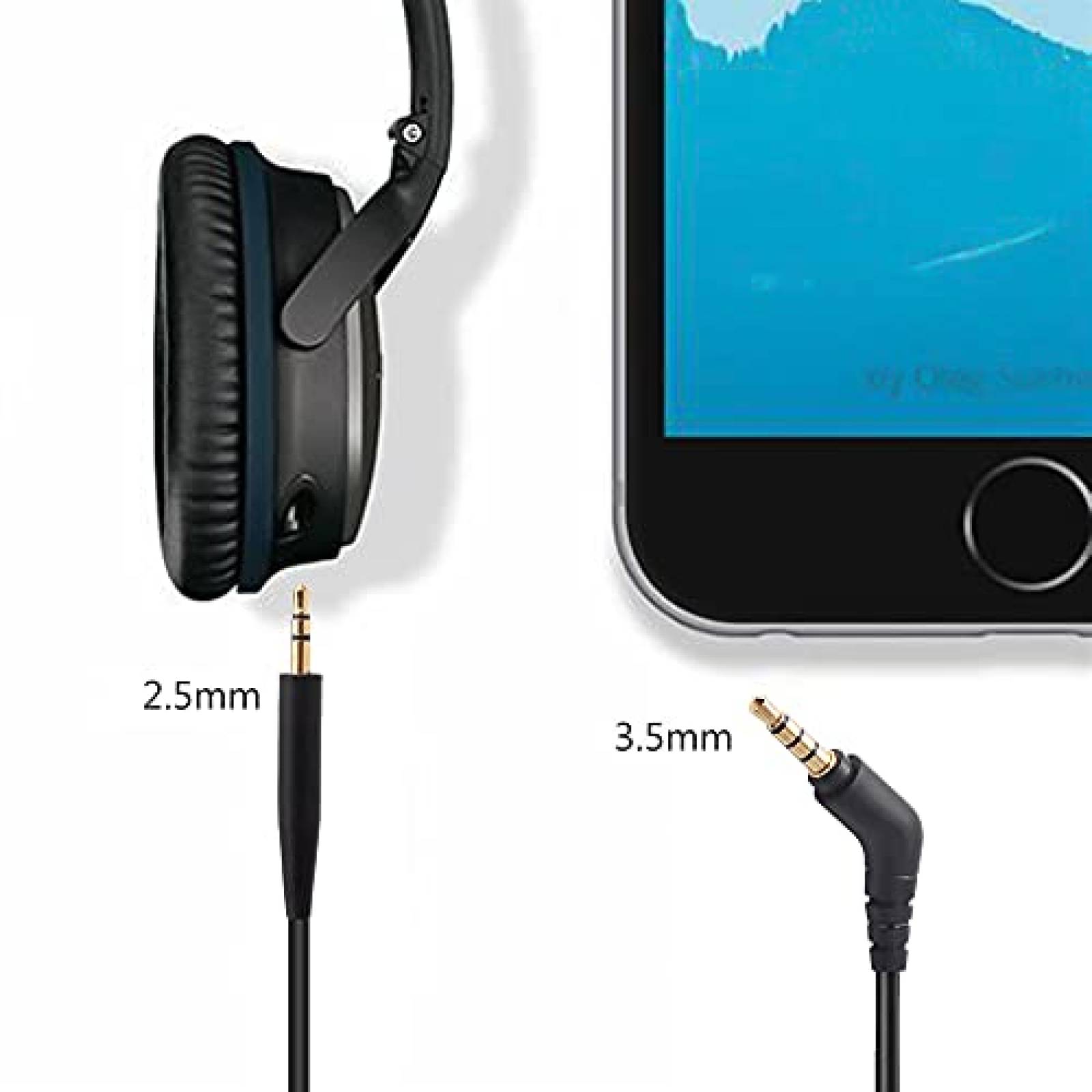 Cable de Audio Muigiwi 2.5mm a 3.5mm para Bocina Bose -Negro