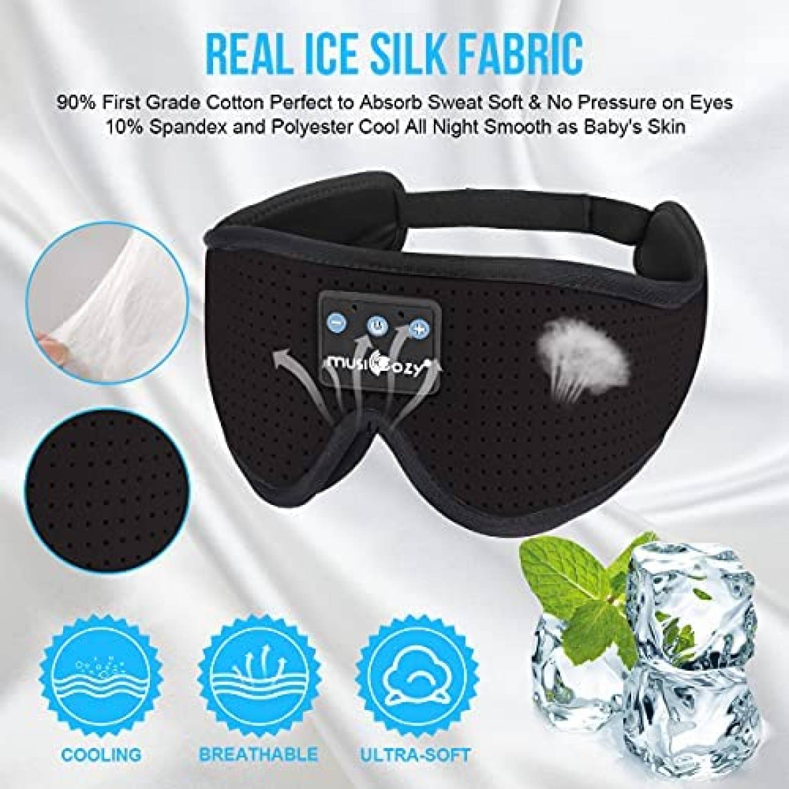 Banda para la Cabeza MUSICOZY con Musica Inalambrica -Negro