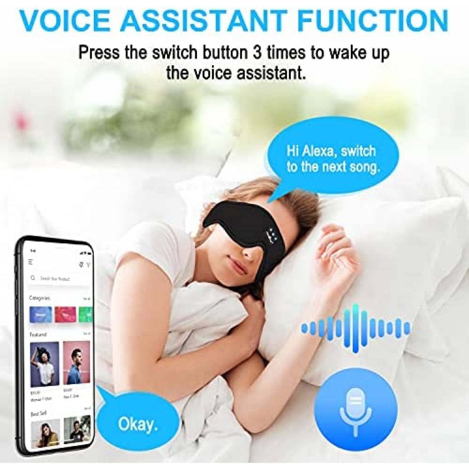 Banda para la Cabeza MUSICOZY con Musica Inalambrica -Negro