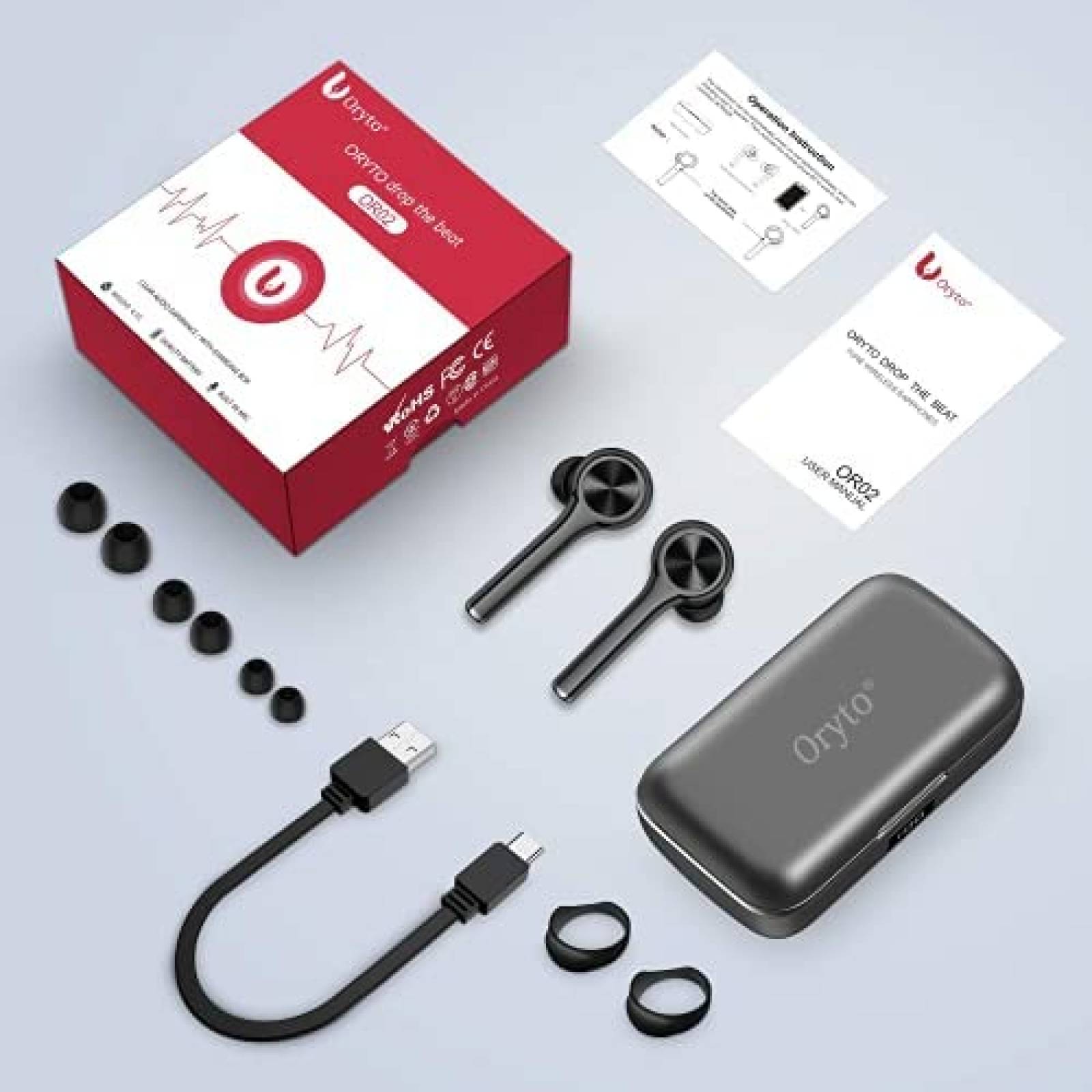 Auriculares ORYTO Cancelacion Ruido Impermeable -Gris