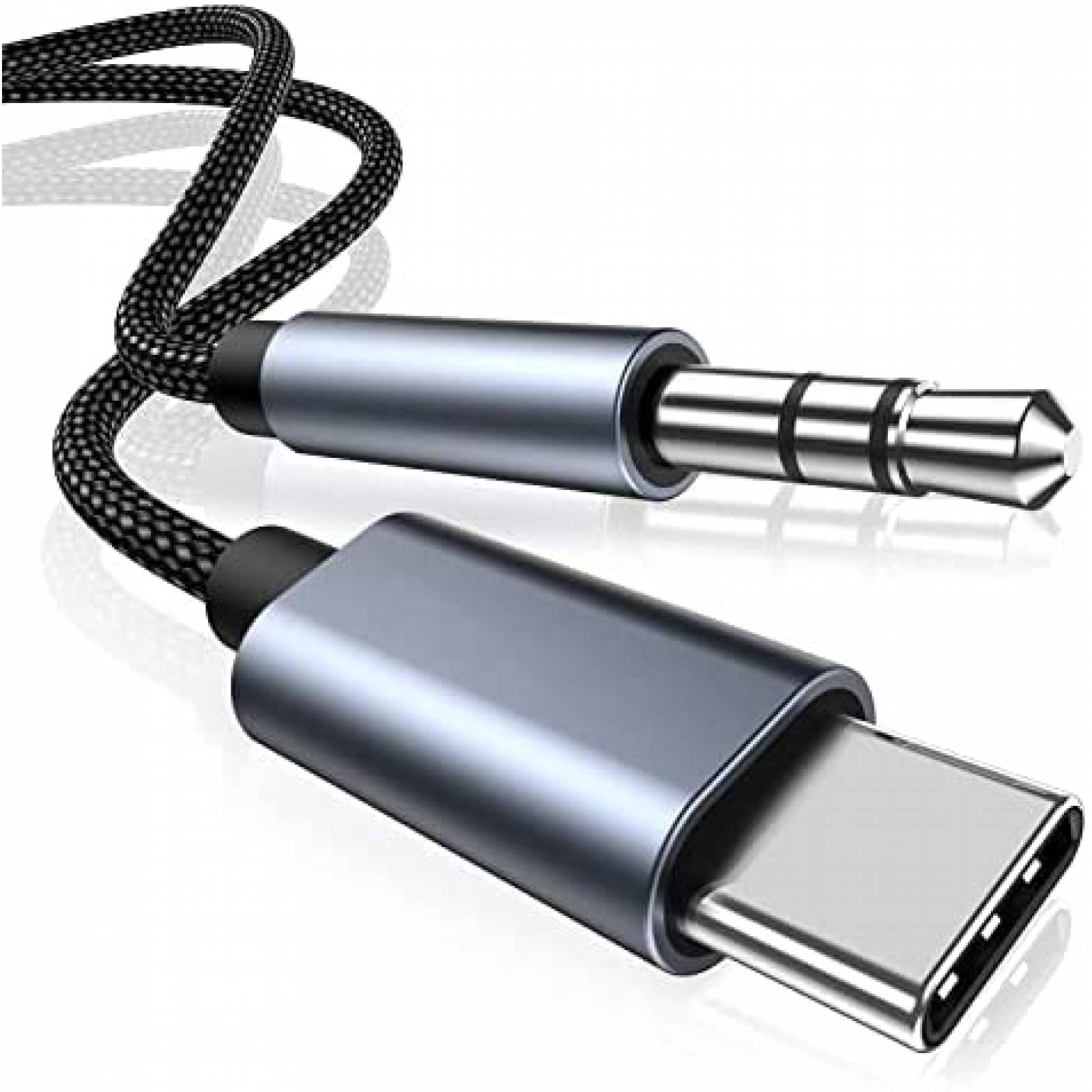 Cable USB Phoie USB C a AUX 3.5mm de 3.5 Pies -Negro