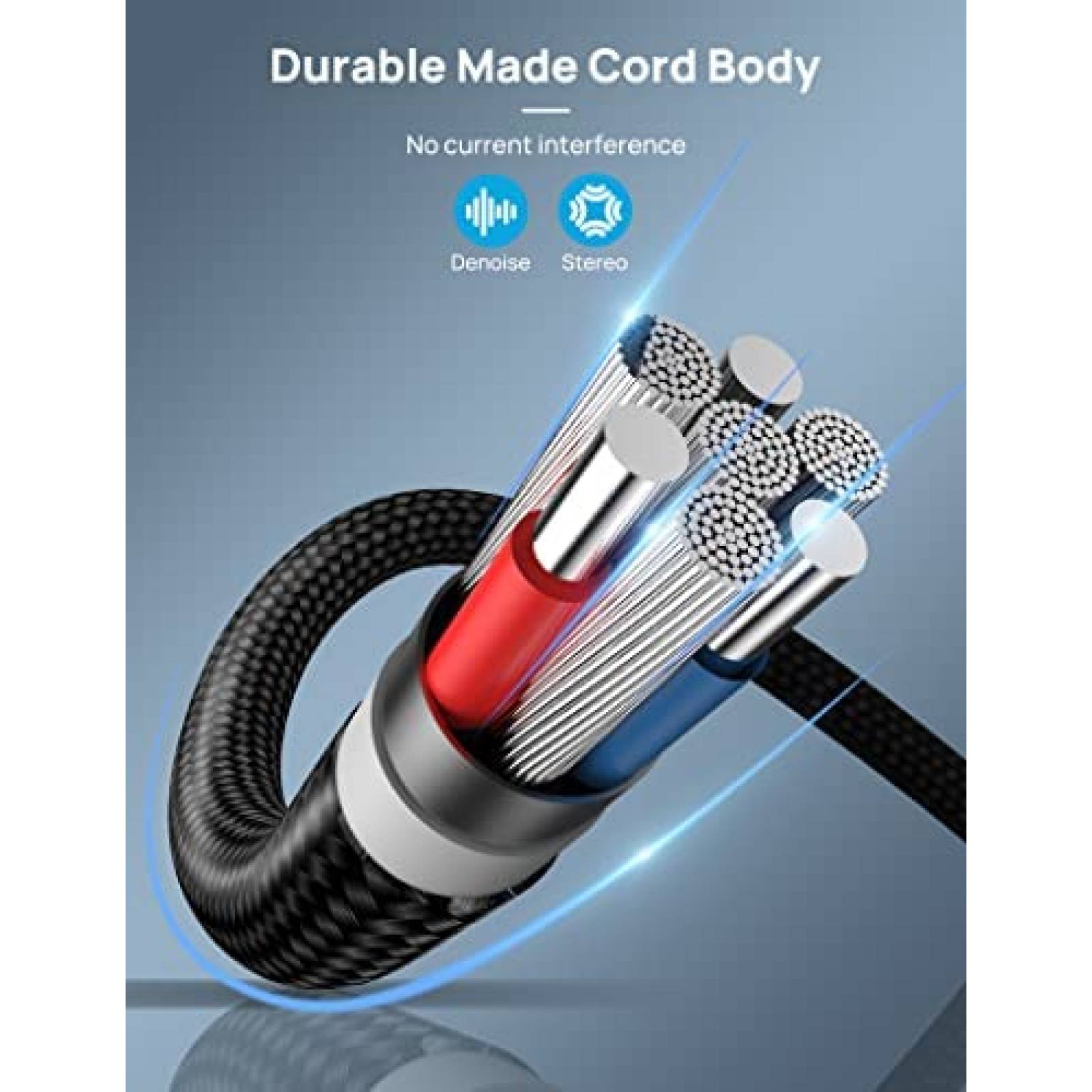 Cable USB Phoie USB C a AUX 3.5mm de 3.5 Pies -Negro