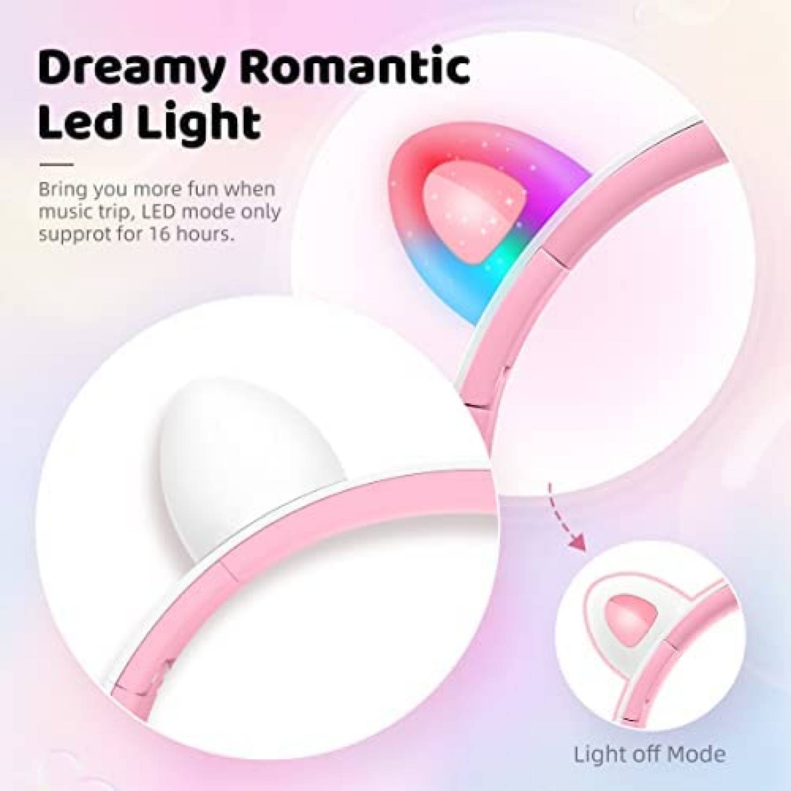 Audifonos Pincun Cat Ear Inalambricos Con Microfono -Rosa