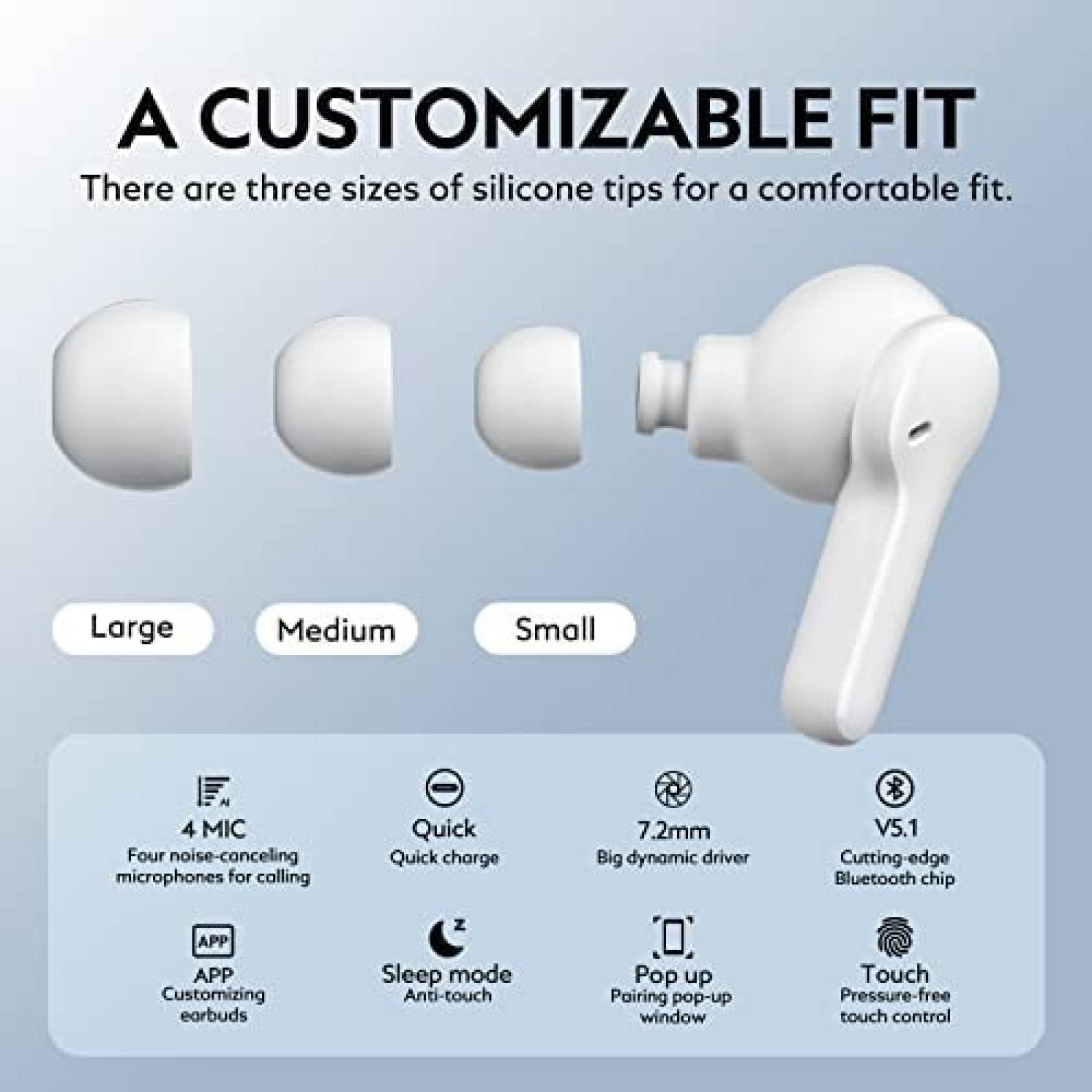 Auriculares QCY T13 Inalambricos Con Control Tactil -Blanco