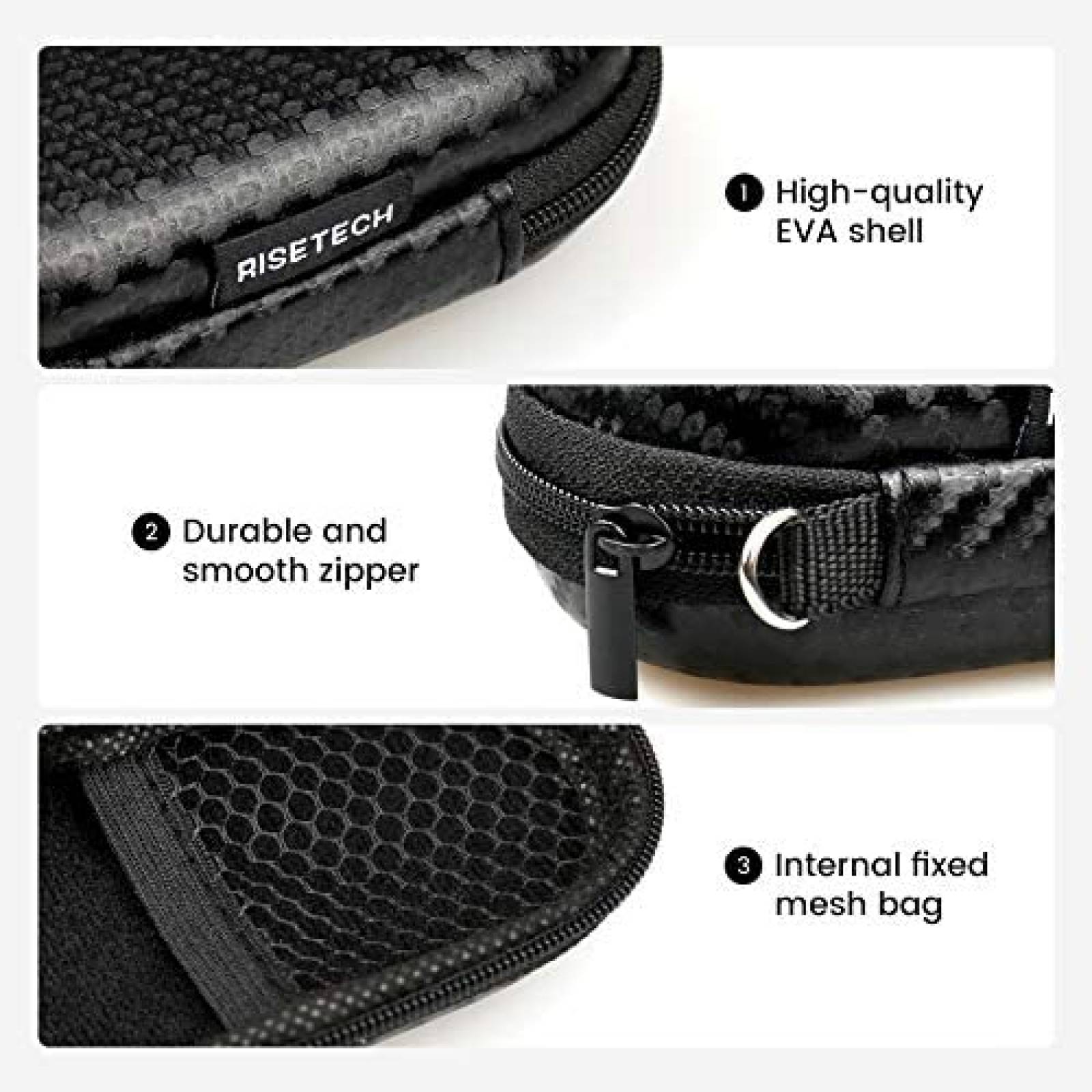 Estuche para auriculares RISETECH de transporte -Negro