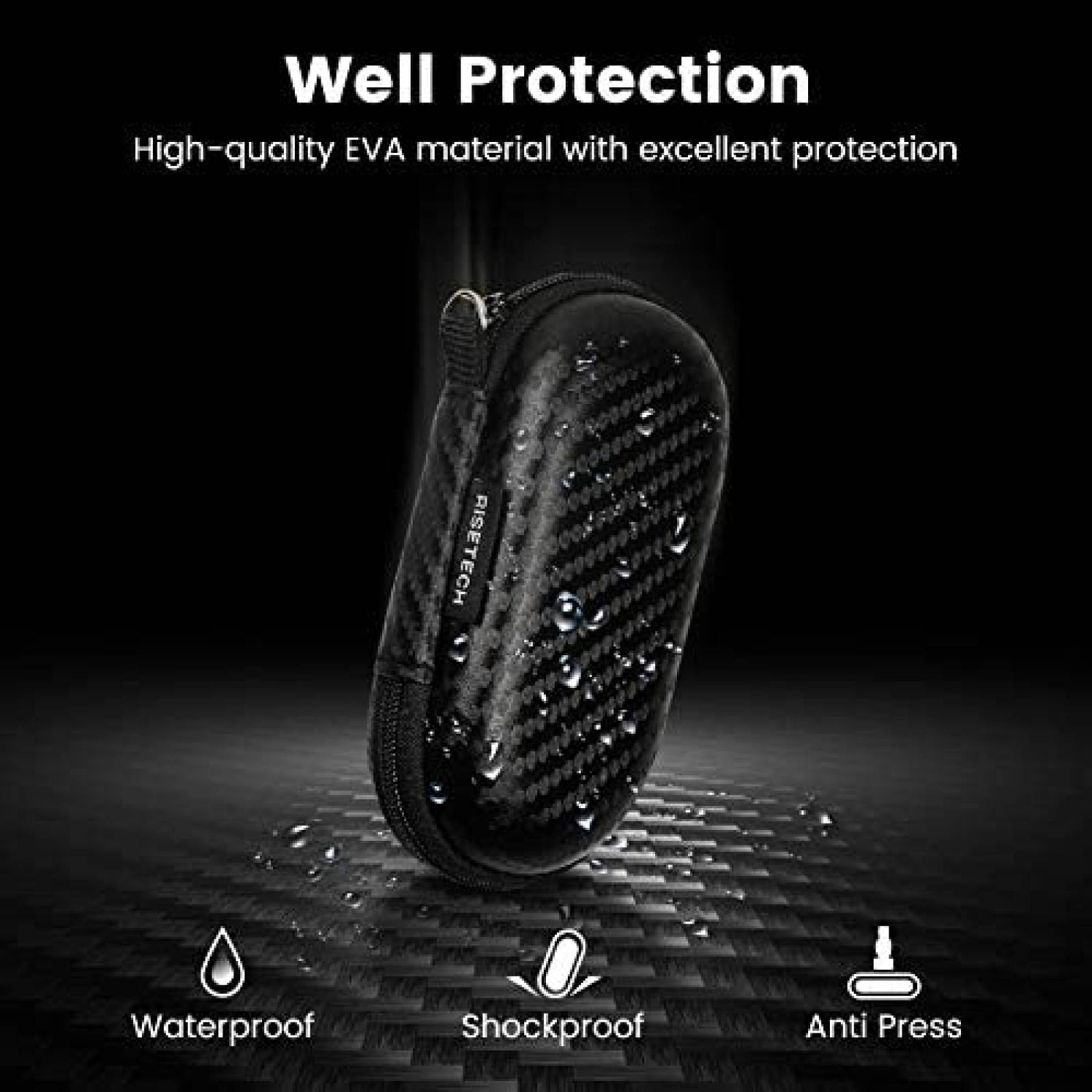 Estuche para auriculares RISETECH de transporte -Negro