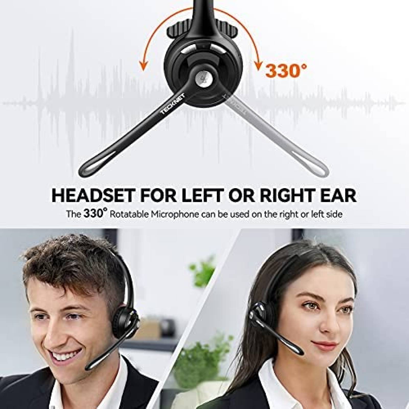 Auriculares TECKNET Inalambricos Con Microfono -Negro