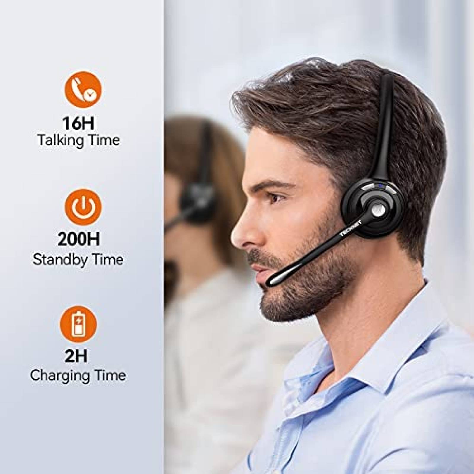 Auriculares TECKNET Inalambricos Con Microfono -Negro