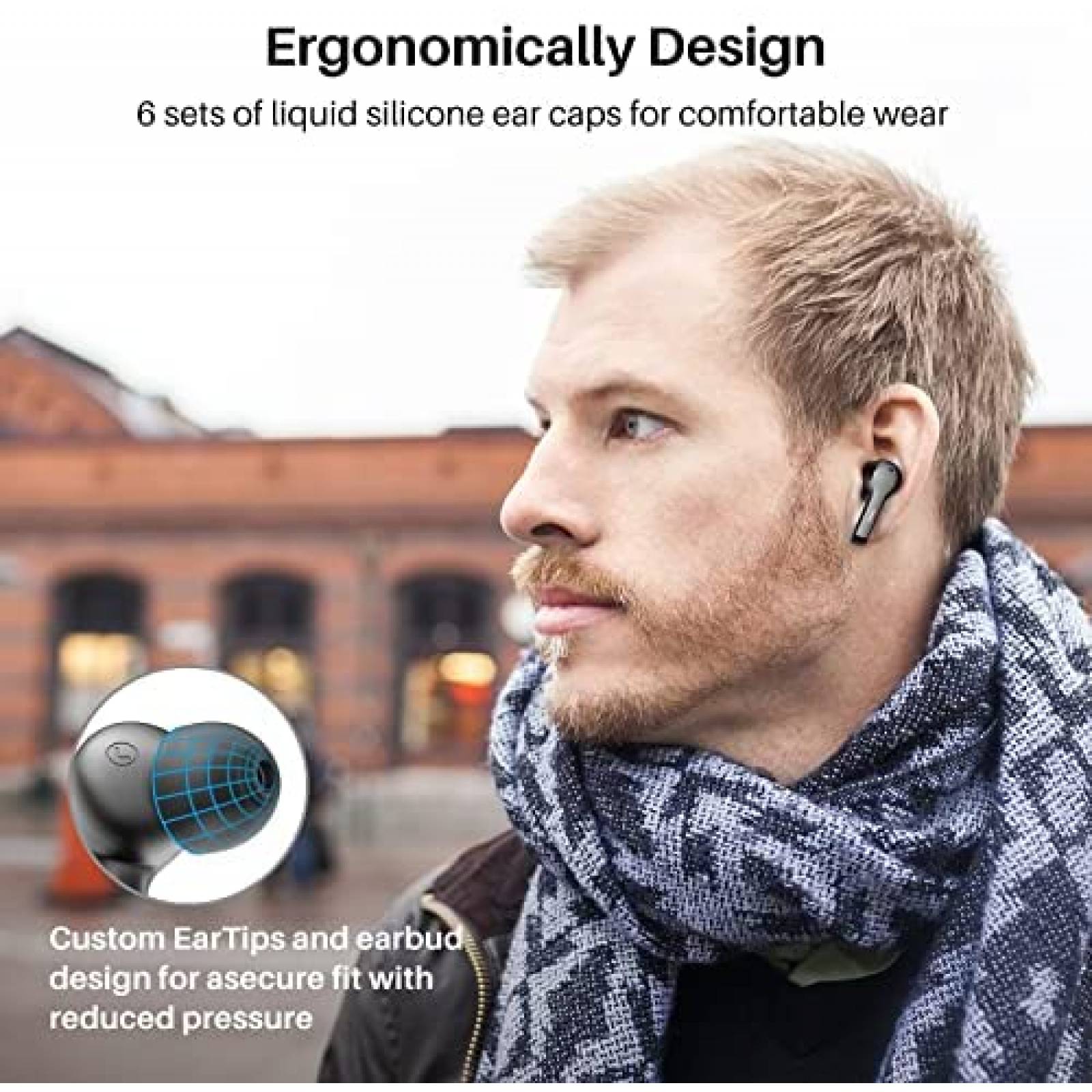 Audifonos Bluetooth TOZO T9 con Estuche Cargador -Negro