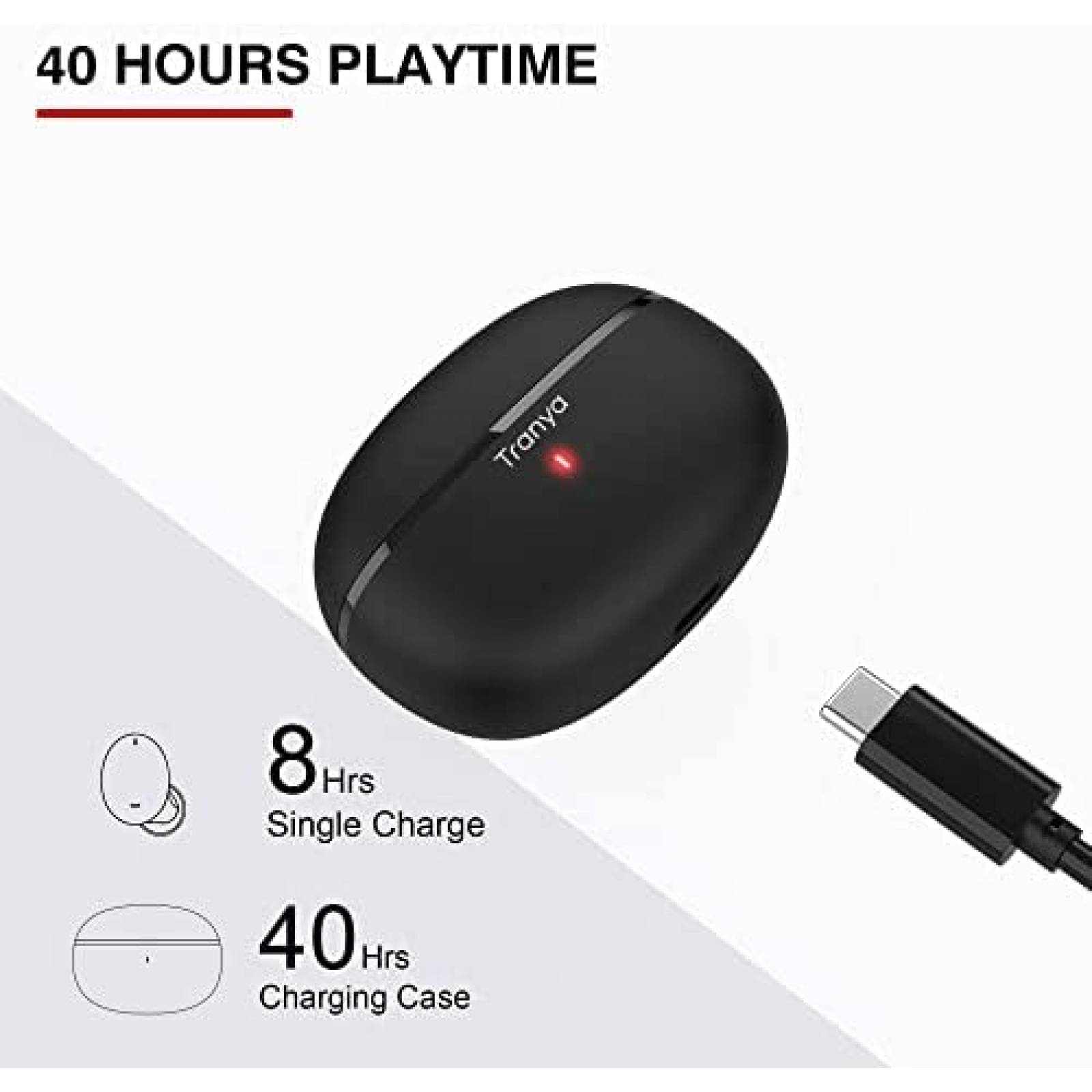 Auriculares Tranya T20 Inalambricos Con Estuche de Carga