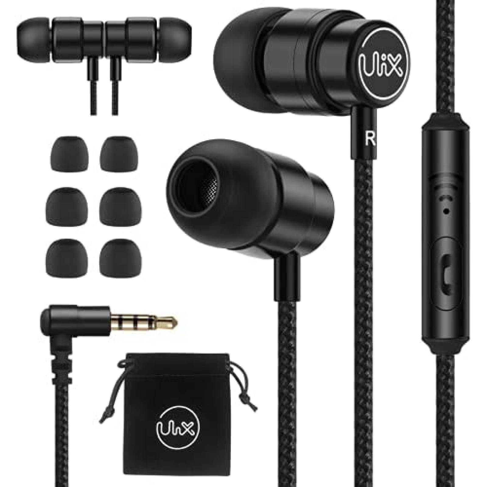 Auriculares ULIX con cable y microfono antienredos -Negro