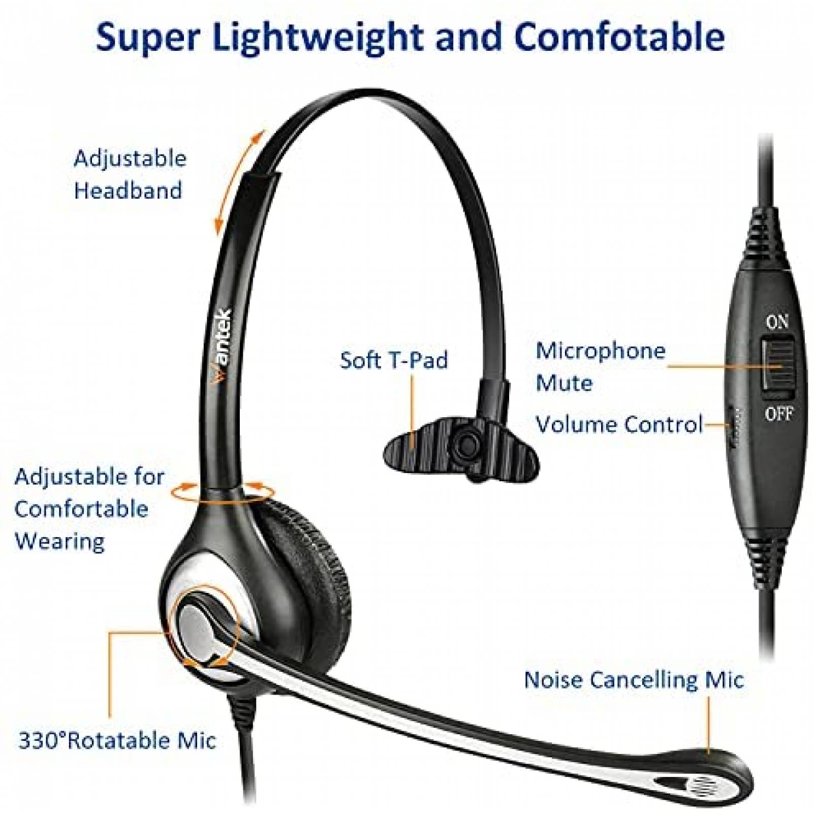 Audifonos con Microfono Wantek para Panasonic Dect 6.0