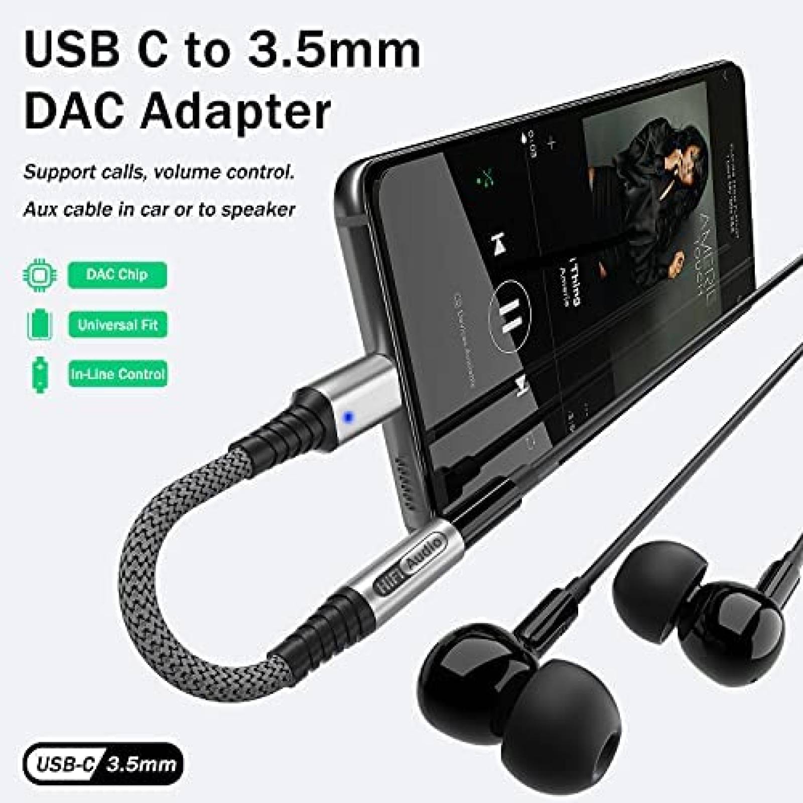 Adaptador de audio YUANBAI USB C para Samsung S21 Ultra S20