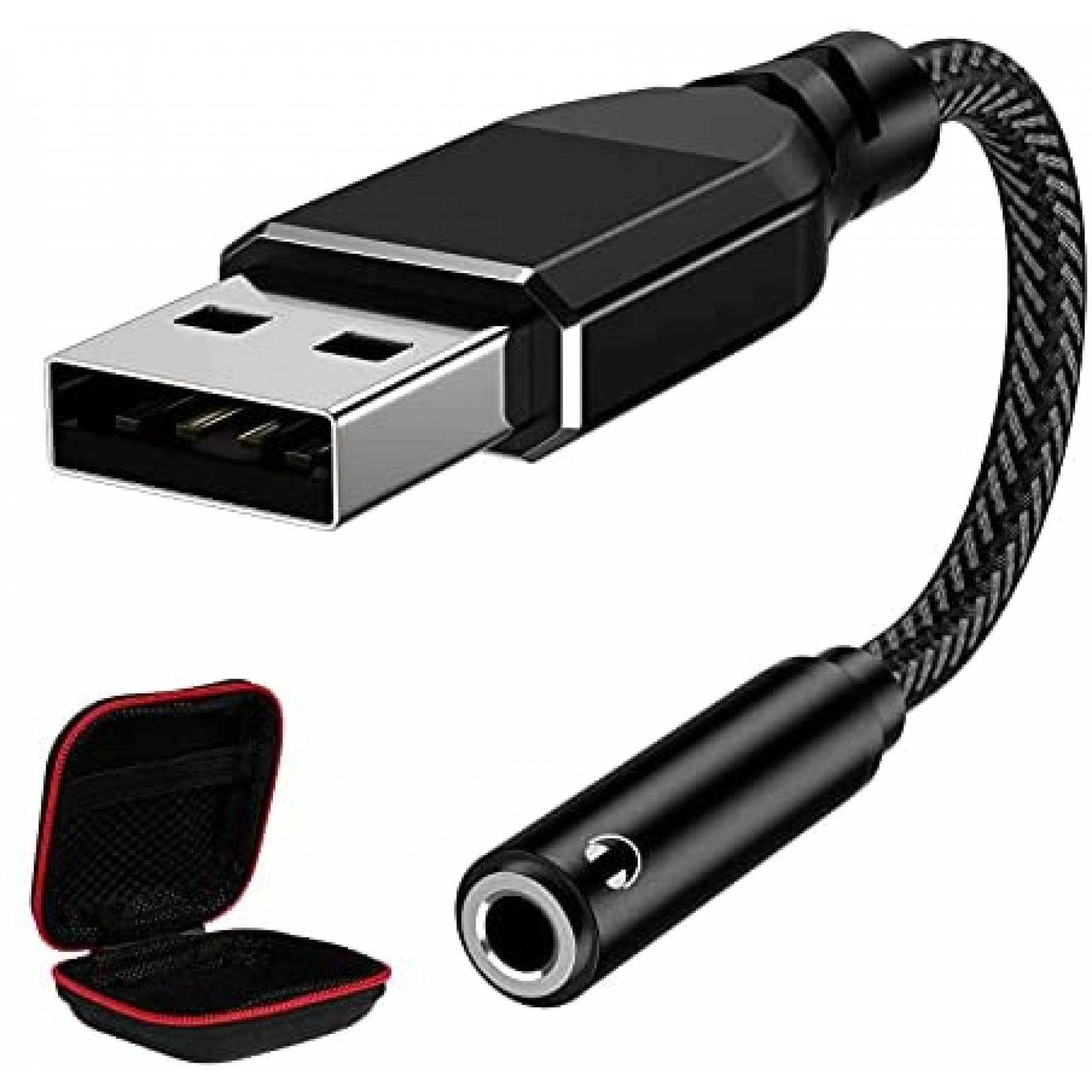 Adaptador APETOO Audio USB a Conector Auxiliar 3.5mm -Negro