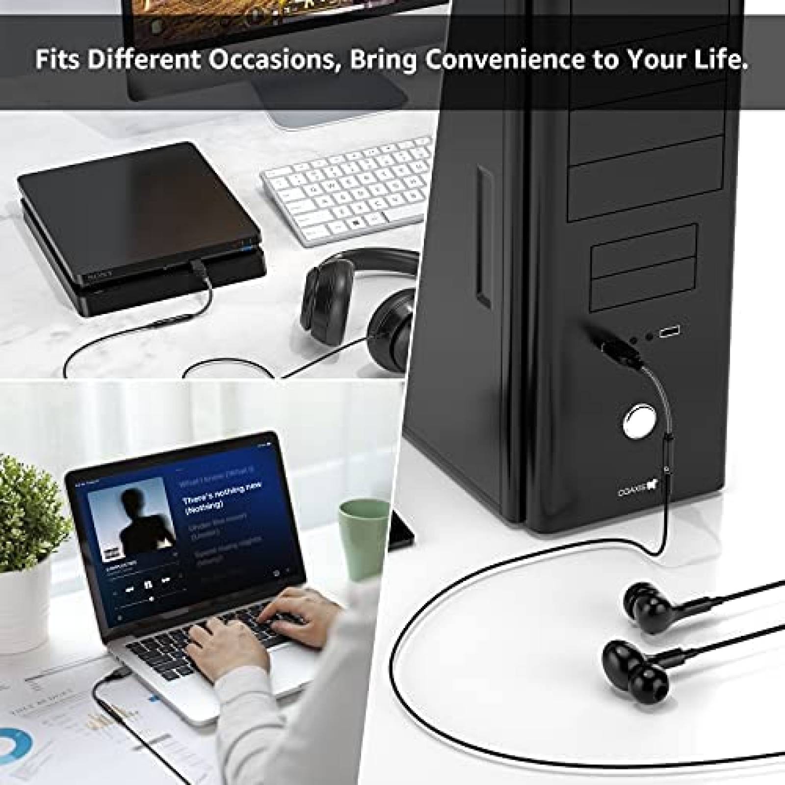 Adaptador APETOO Audio USB a Conector Auxiliar 3.5mm -Negro