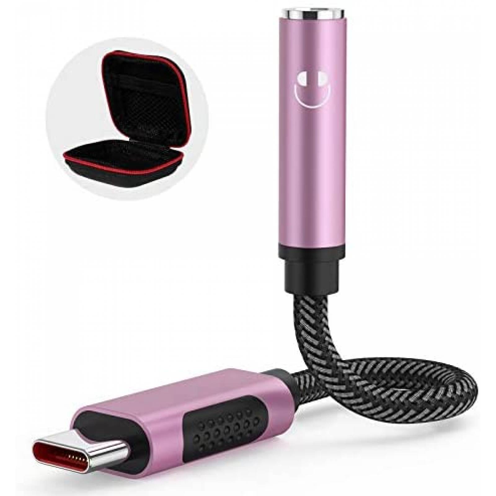 Adaptador APETOO USB-C a Auxiliar 3.5mm para Audifonos -Rosa