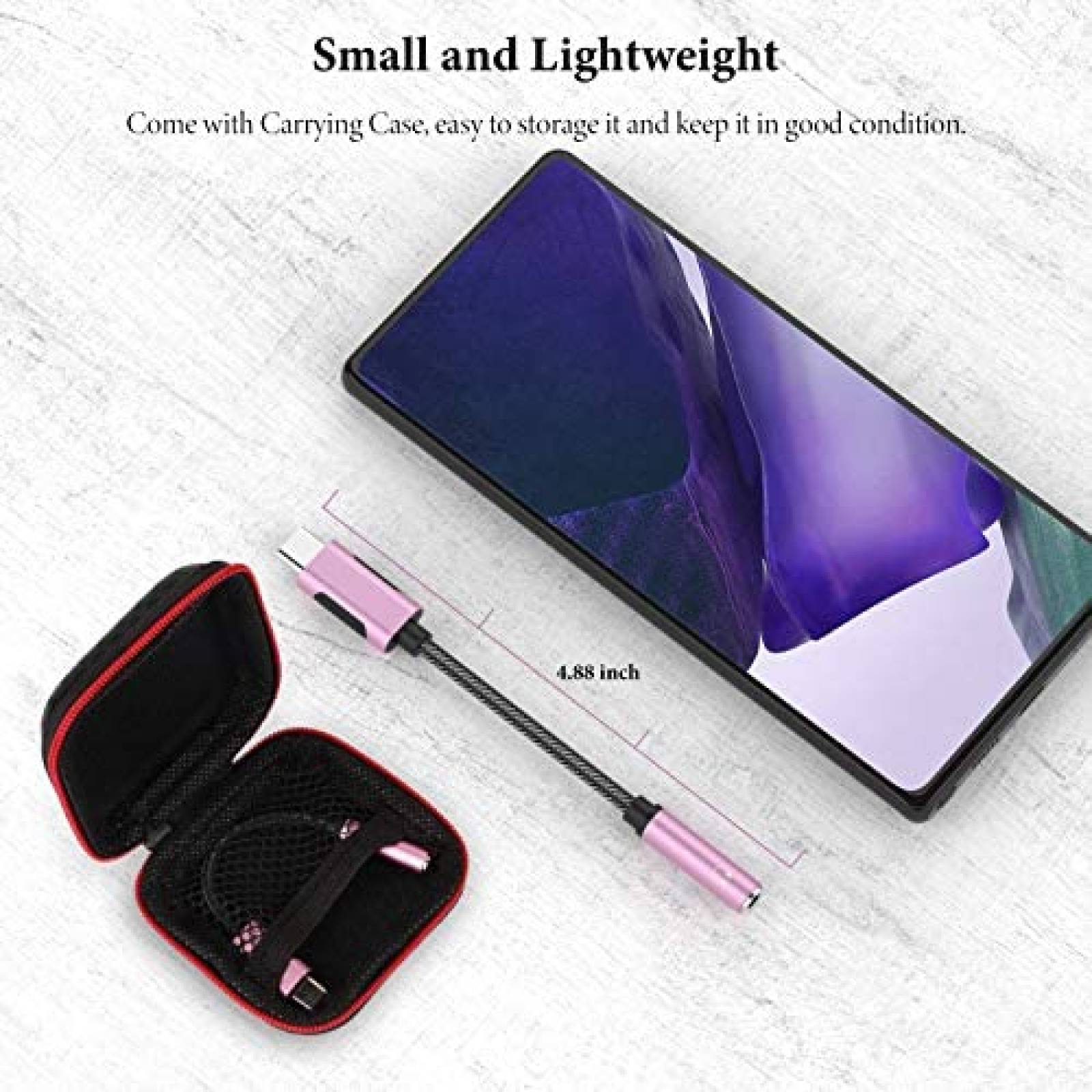 Adaptador APETOO USB-C a Auxiliar 3.5mm para Audifonos -Rosa