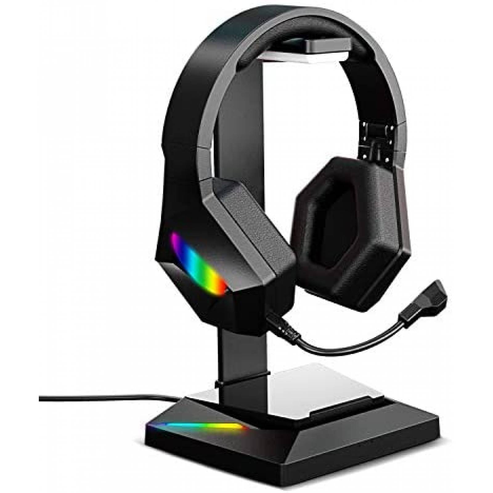 Soporte para Audifonos APPHOME Luces RGB USB 2.0 -Negro