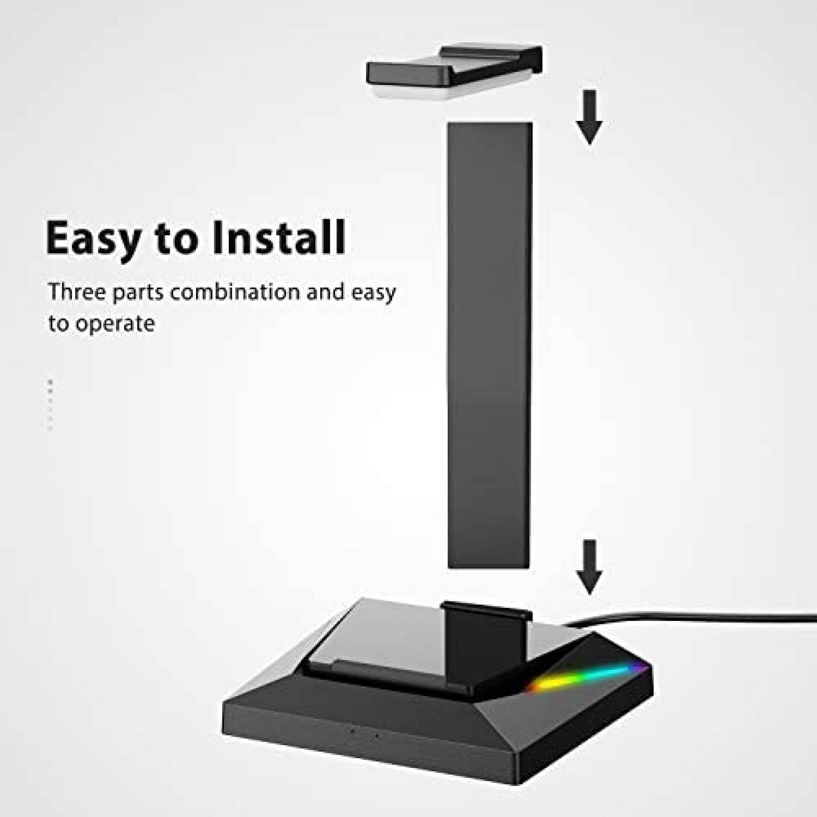 Soporte para Audifonos APPHOME Luces RGB USB 2.0 -Negro