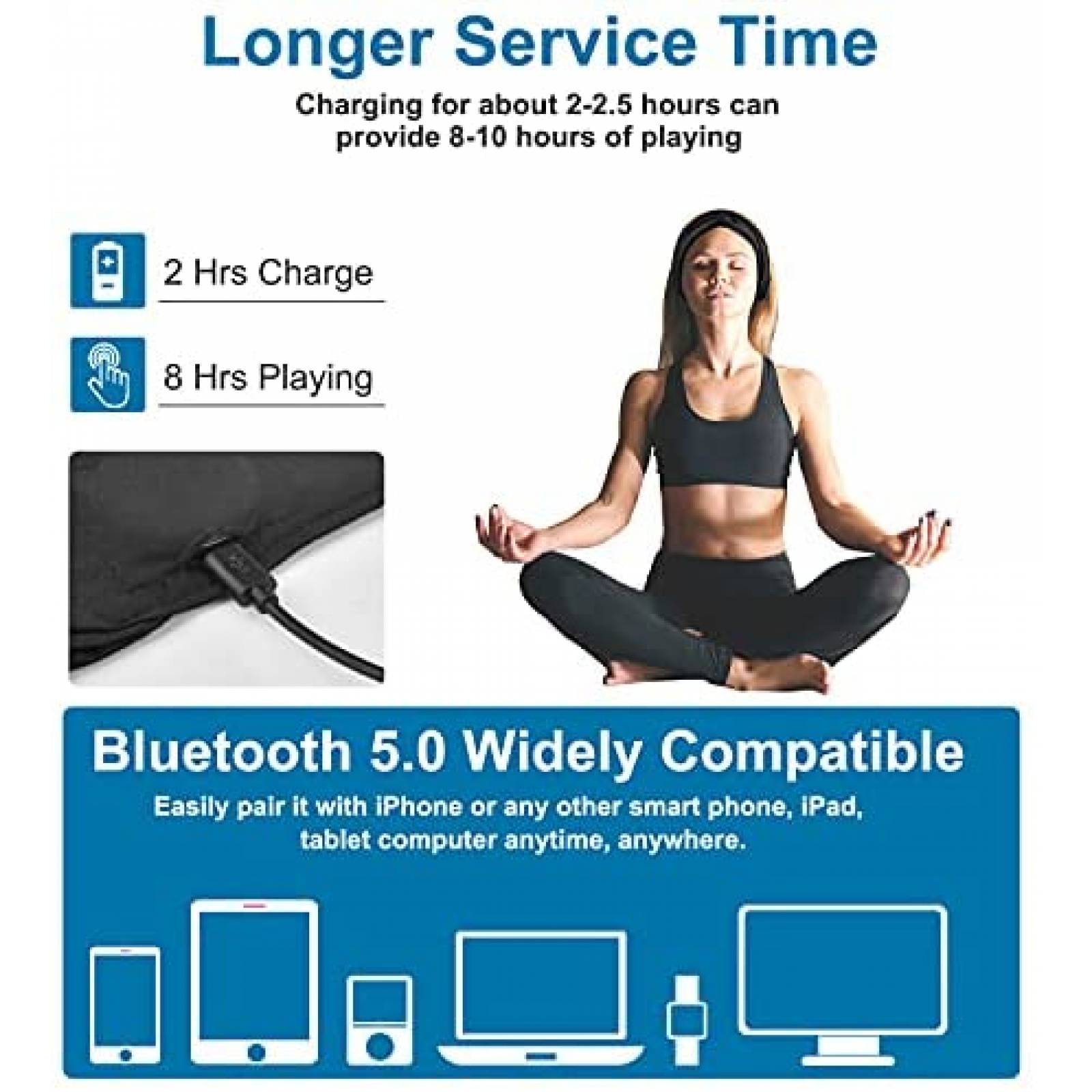 Banda de Cabeza BULYPAZY con Audifonos Bluetooth -Negro