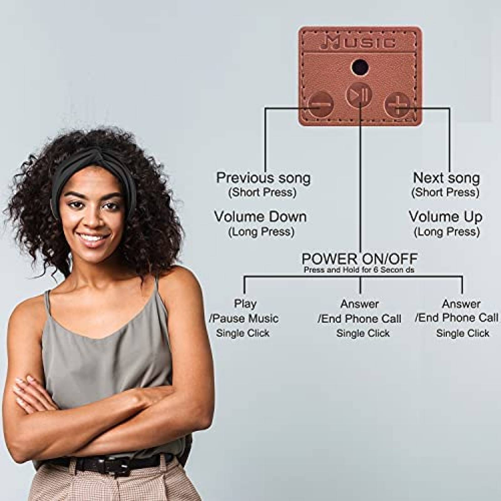 Banda de Cabeza BULYPAZY con Audifonos Bluetooth -Negro