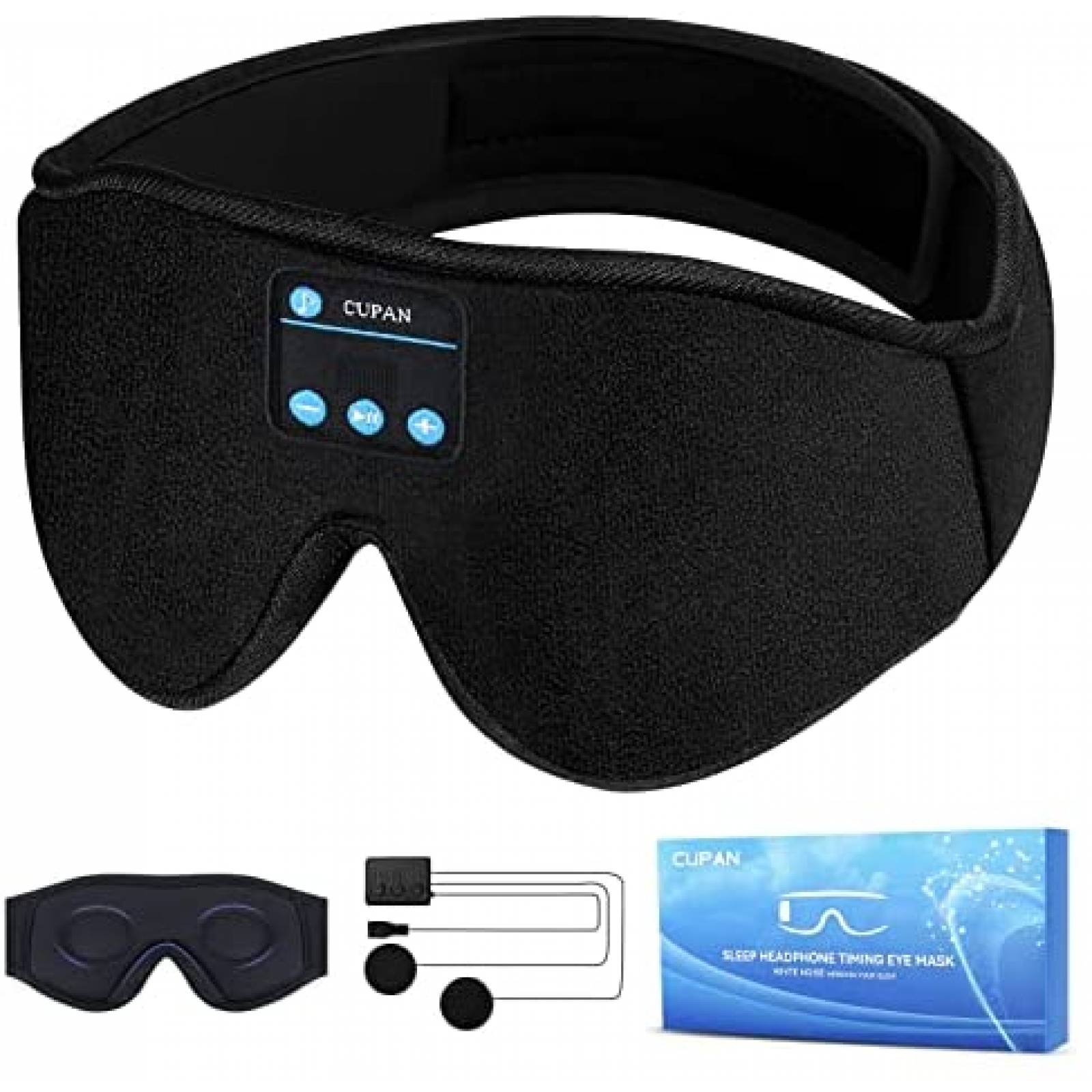 Antifaz CUPAN Para Dormir Con Auriculares Inalambricos-Negro