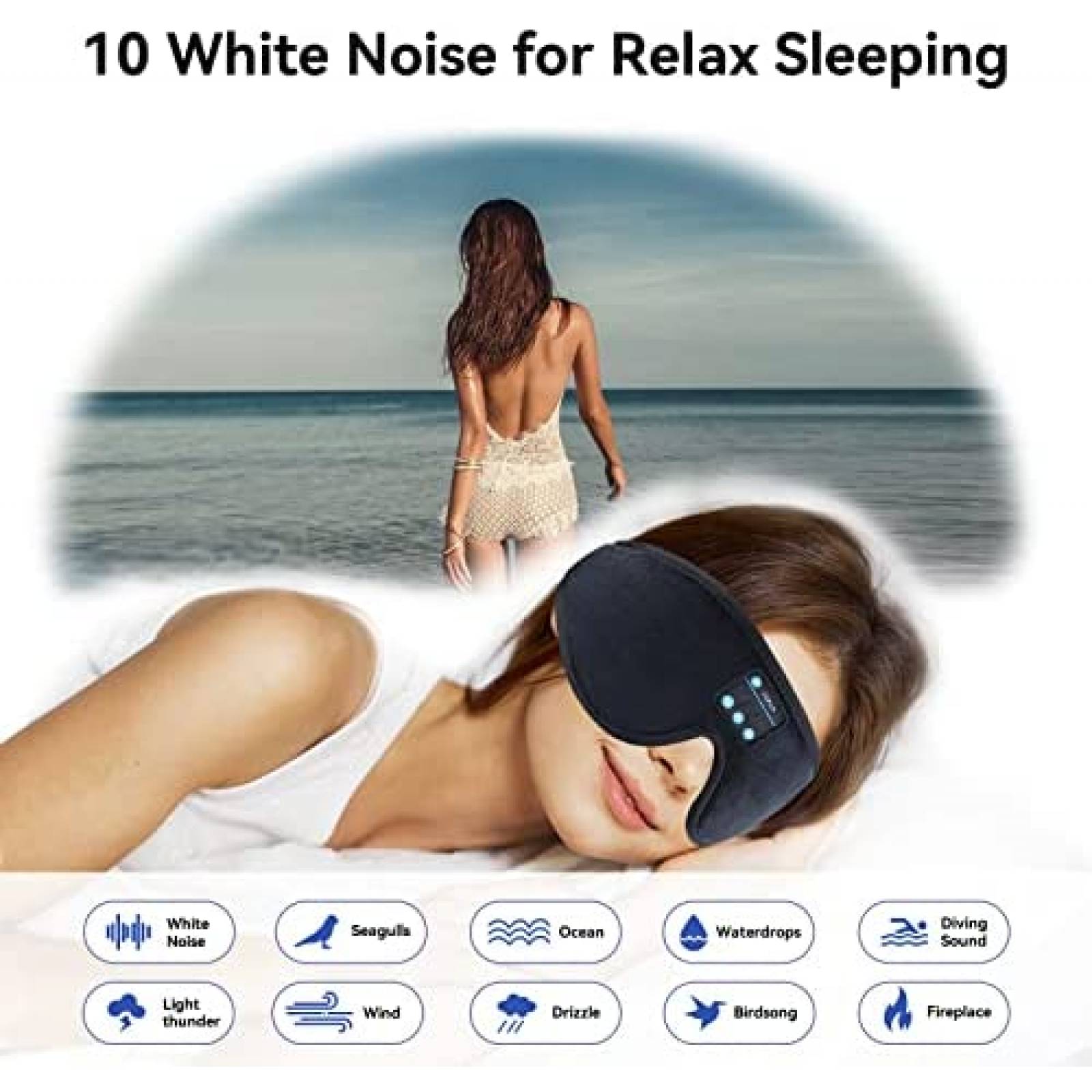 Antifaz CUPAN Para Dormir Con Auriculares Inalambricos-Negro