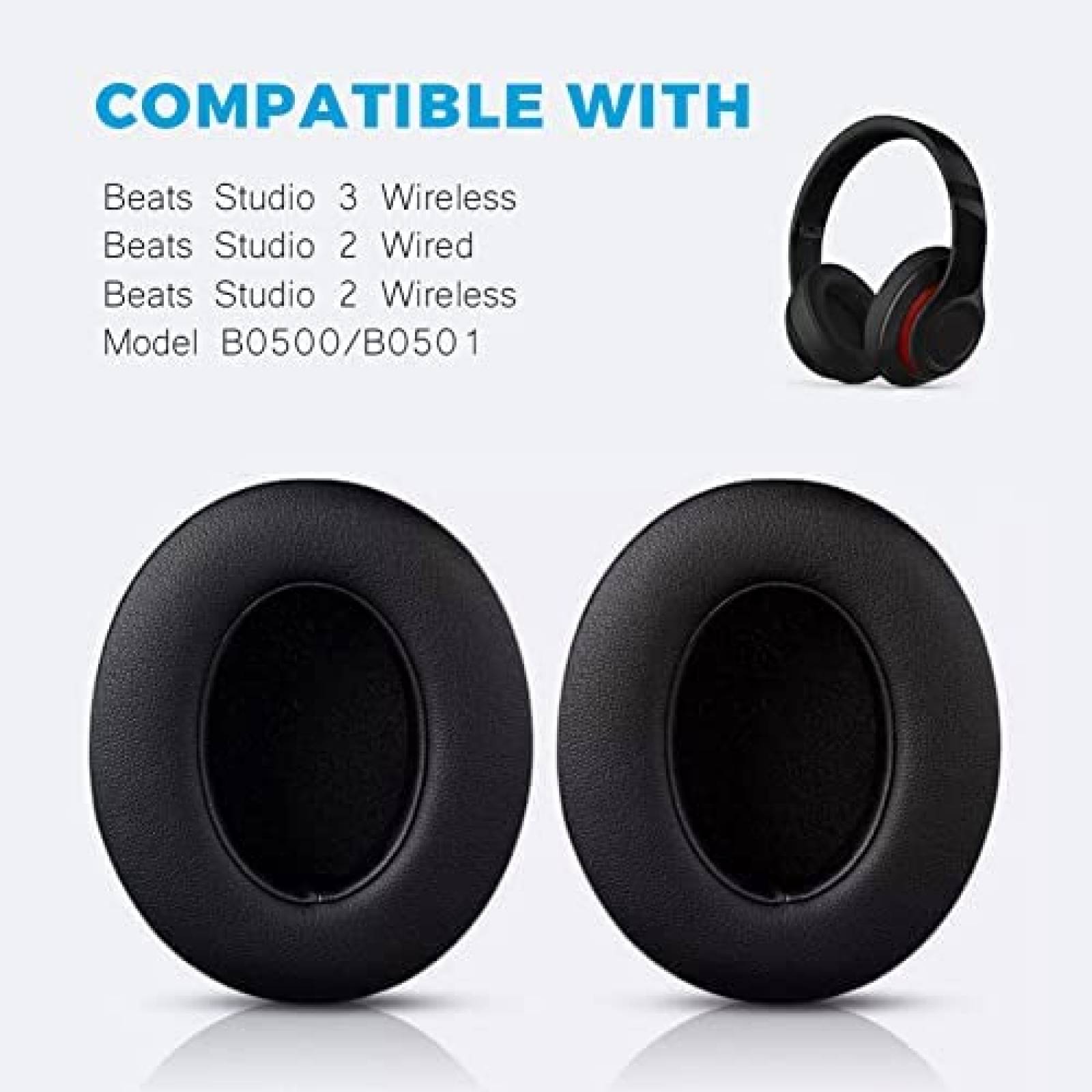 Almohadillas para Beats Studio 3 Esen sobre el oido -Negro