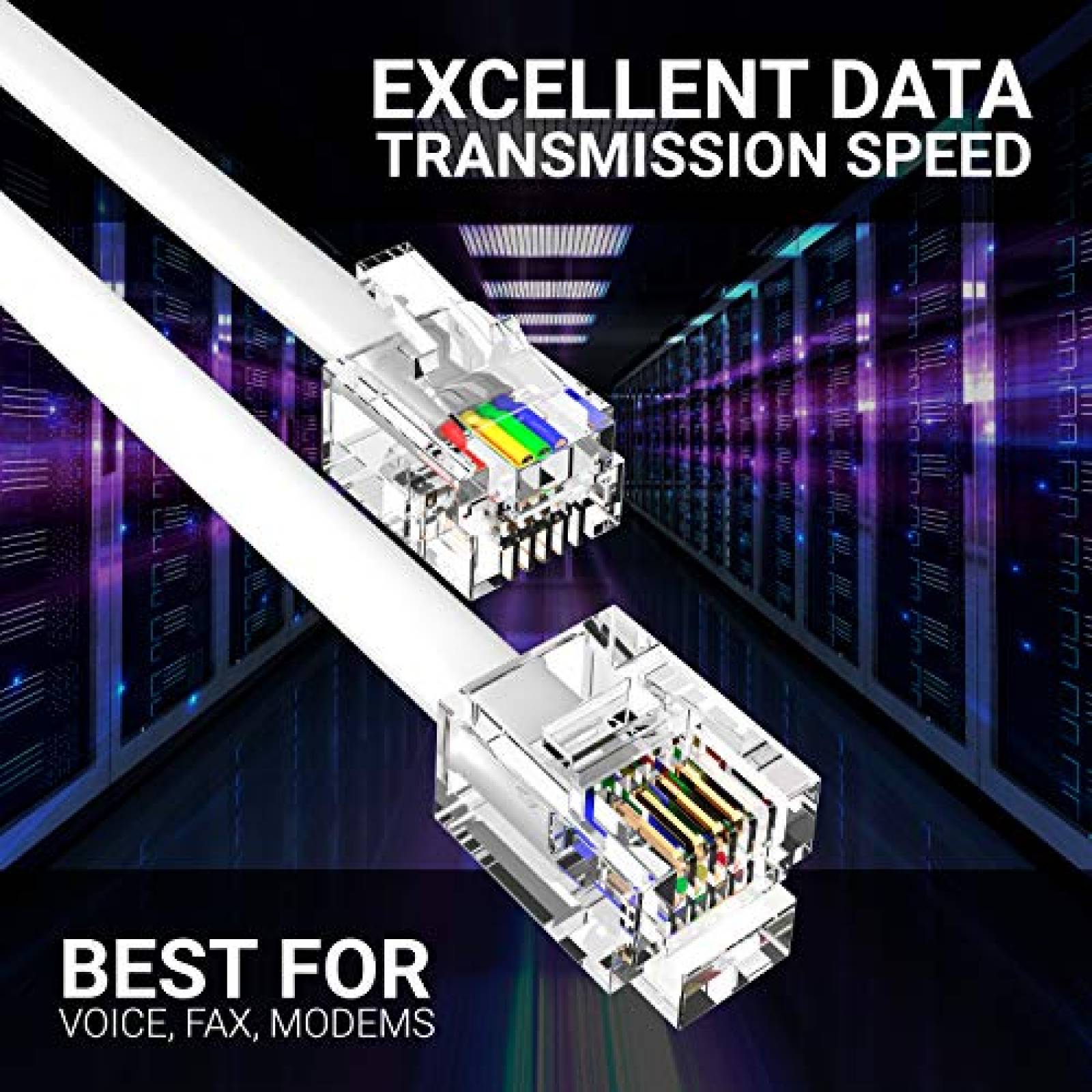 Cable de telefono fijo G-PLUG RJ11 50 pies 4 pines -Blanco