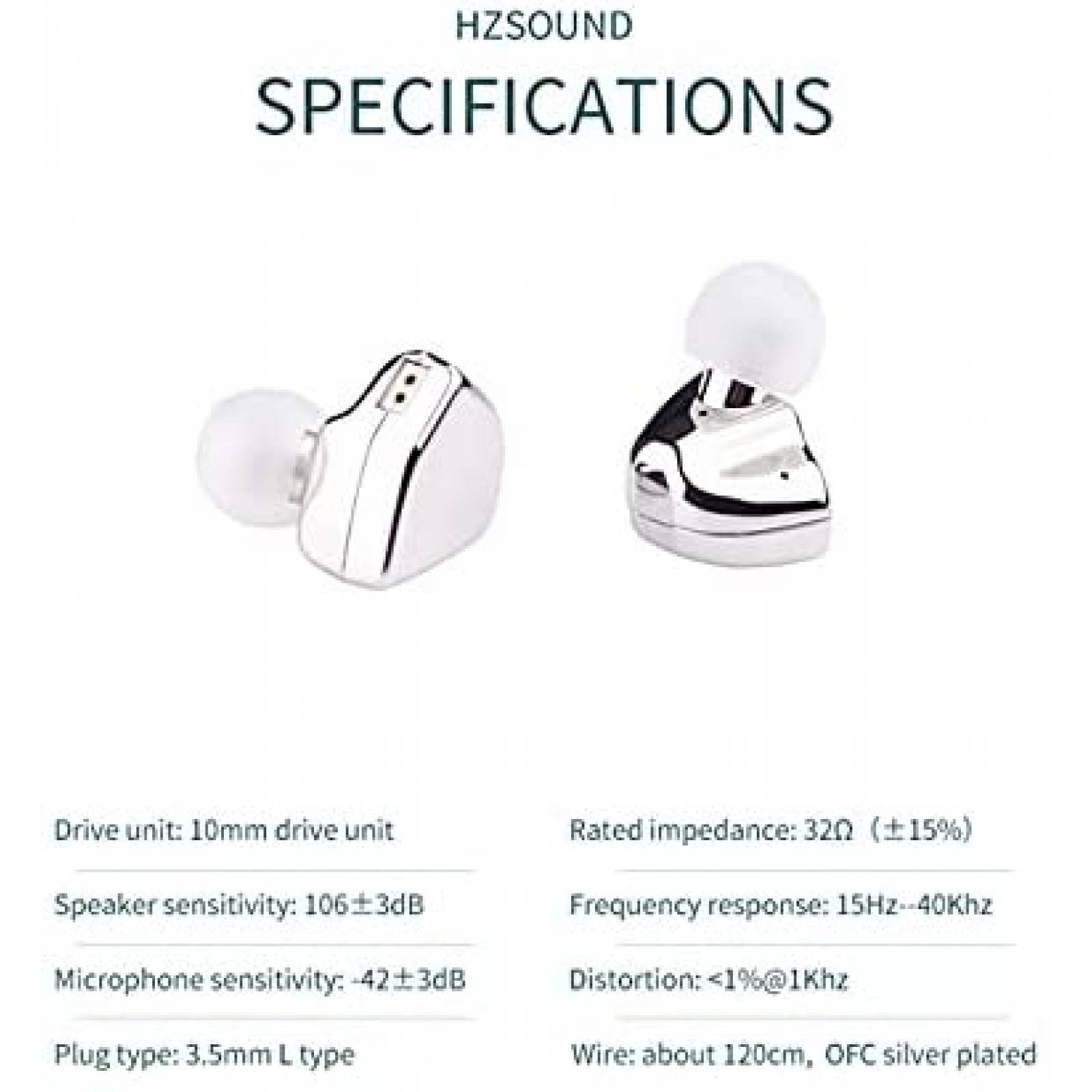 Audifonos alambricos H HIFIHEAR Hzsound microfono -Plateado