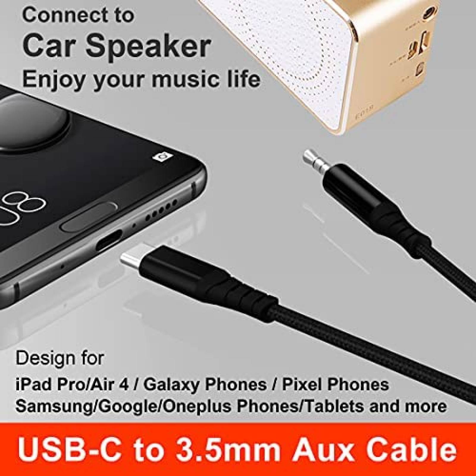 Cable auxiliar ivoros USB C a 0.138in auriculares Jack Calbe