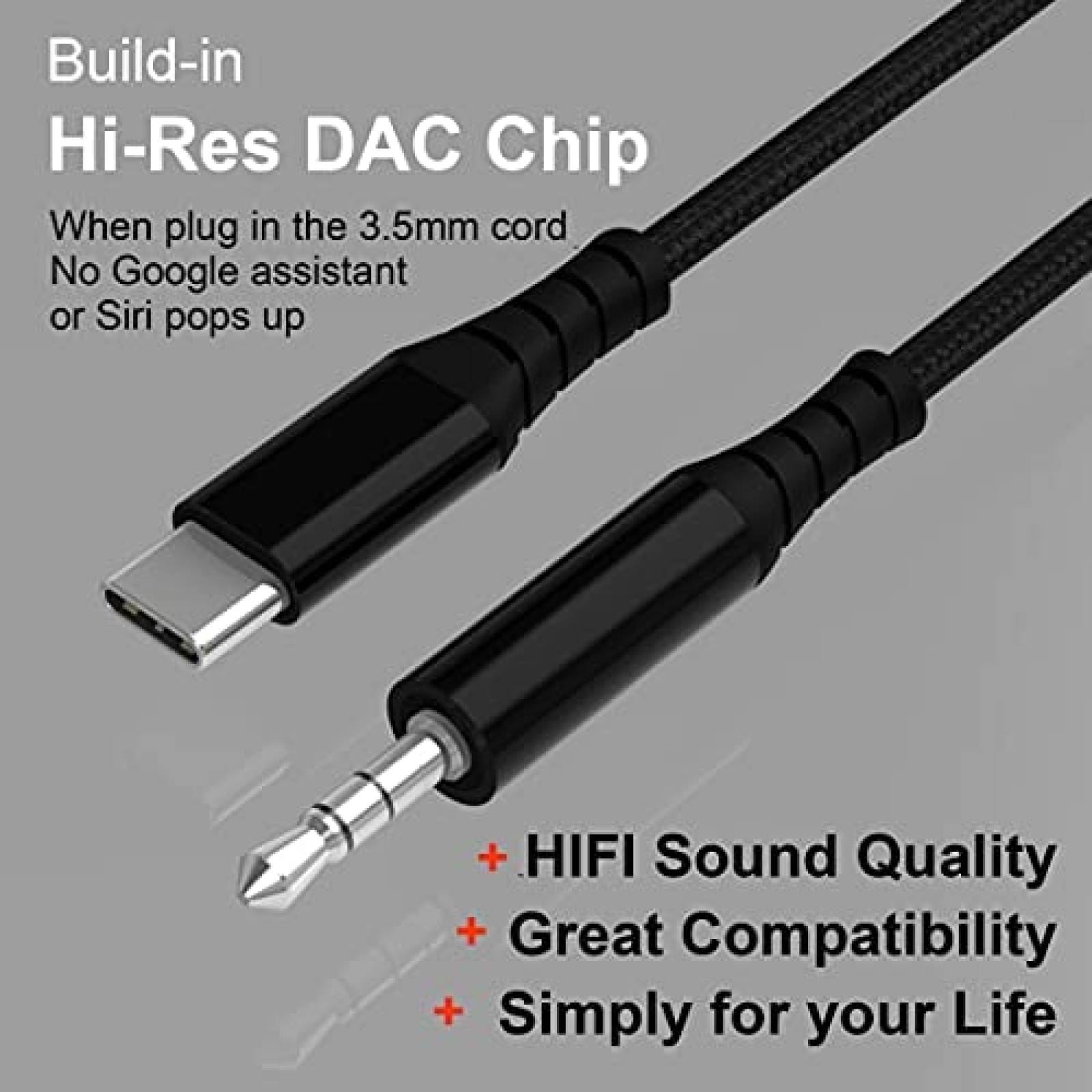 Cable auxiliar ivoros USB C a 0.138in auriculares Jack Calbe