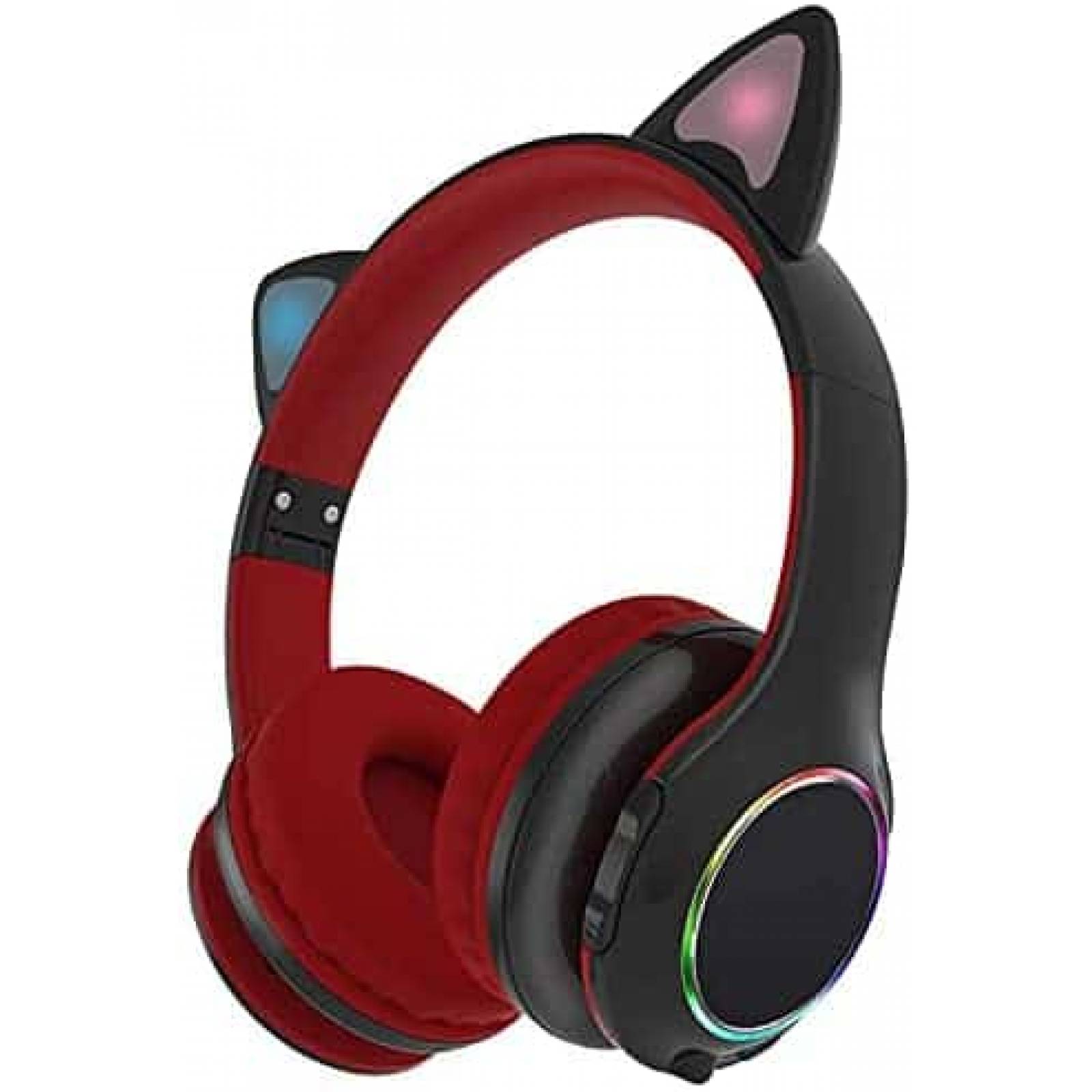 Audifonos Inalambricos JIECAN Diseo de Orejas de Gato -Rojo