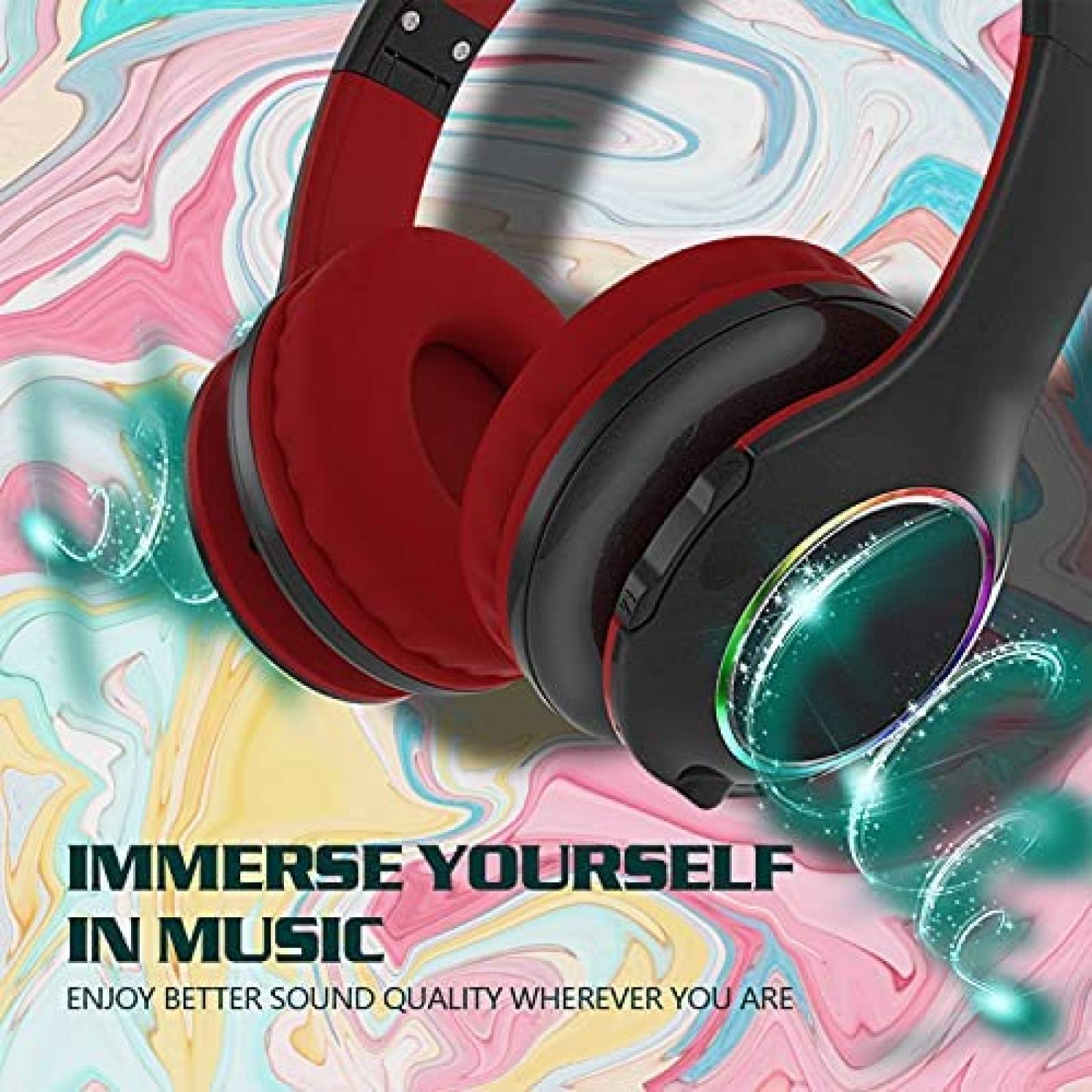 Audifonos Inalambricos JIECAN Diseo de Orejas de Gato -Rojo