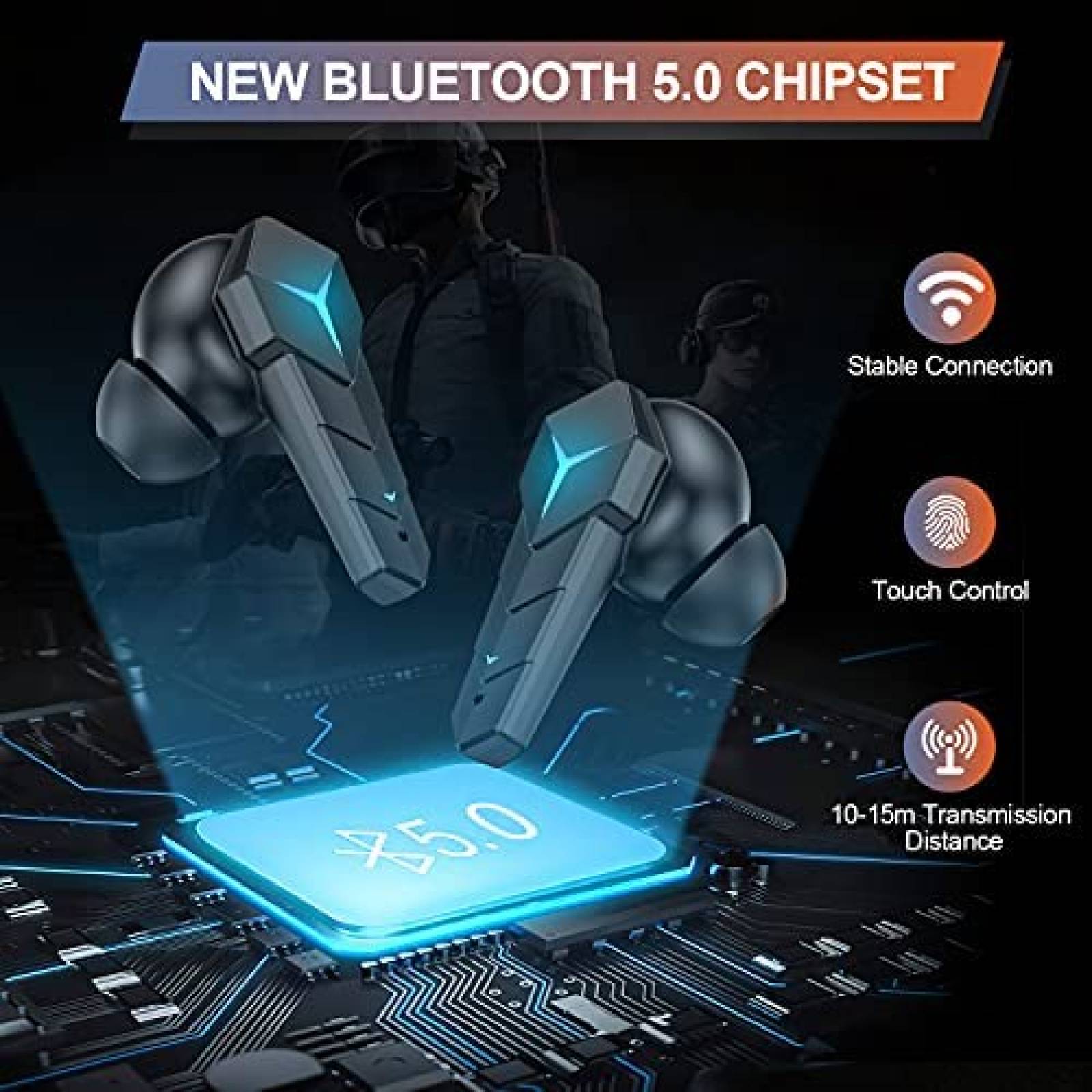 Auriculares Kingstar inalambricos gamer Bluetooth -Negro