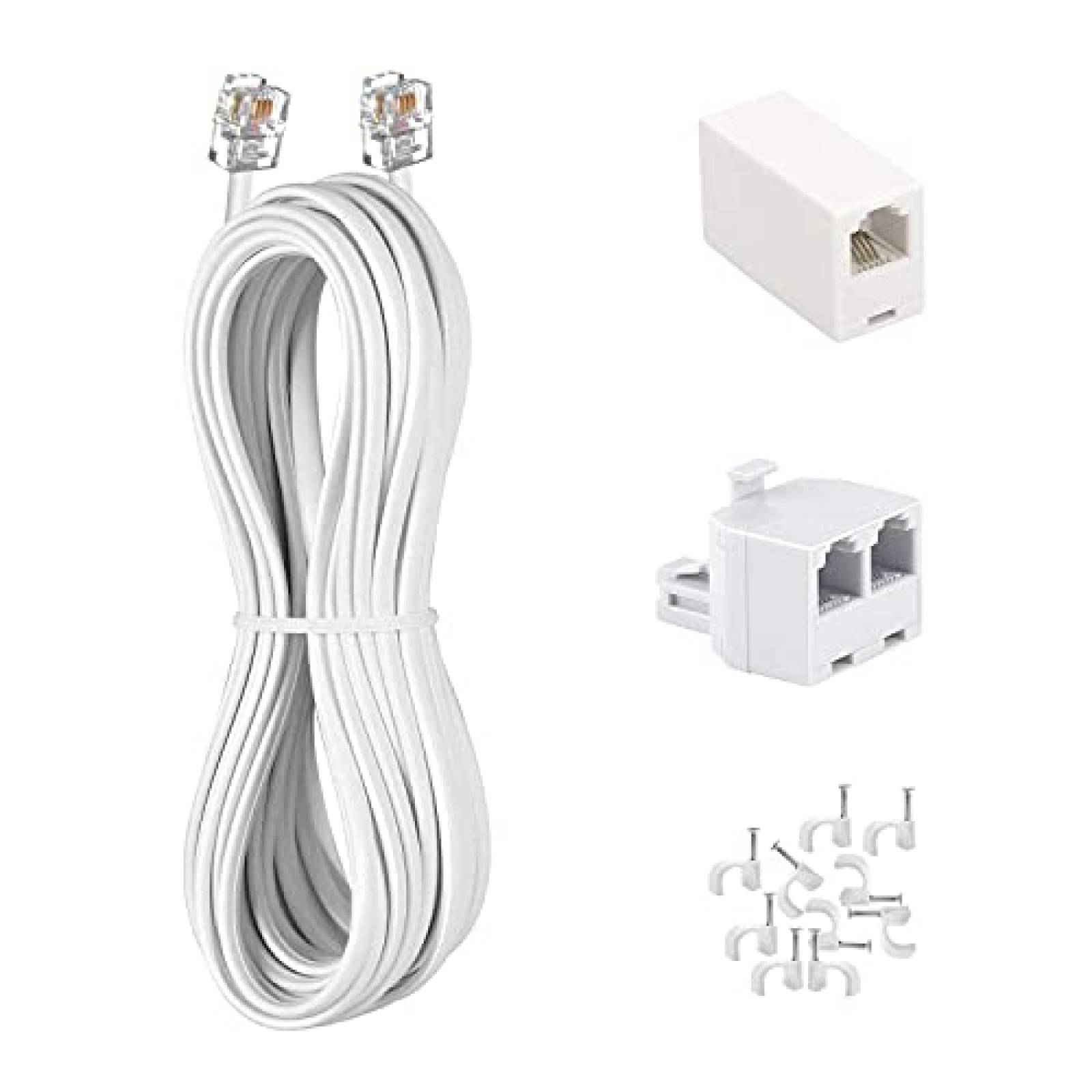 Cable de telefono fijo KINXIYU K-T-50W 50ft enchufe RJ11